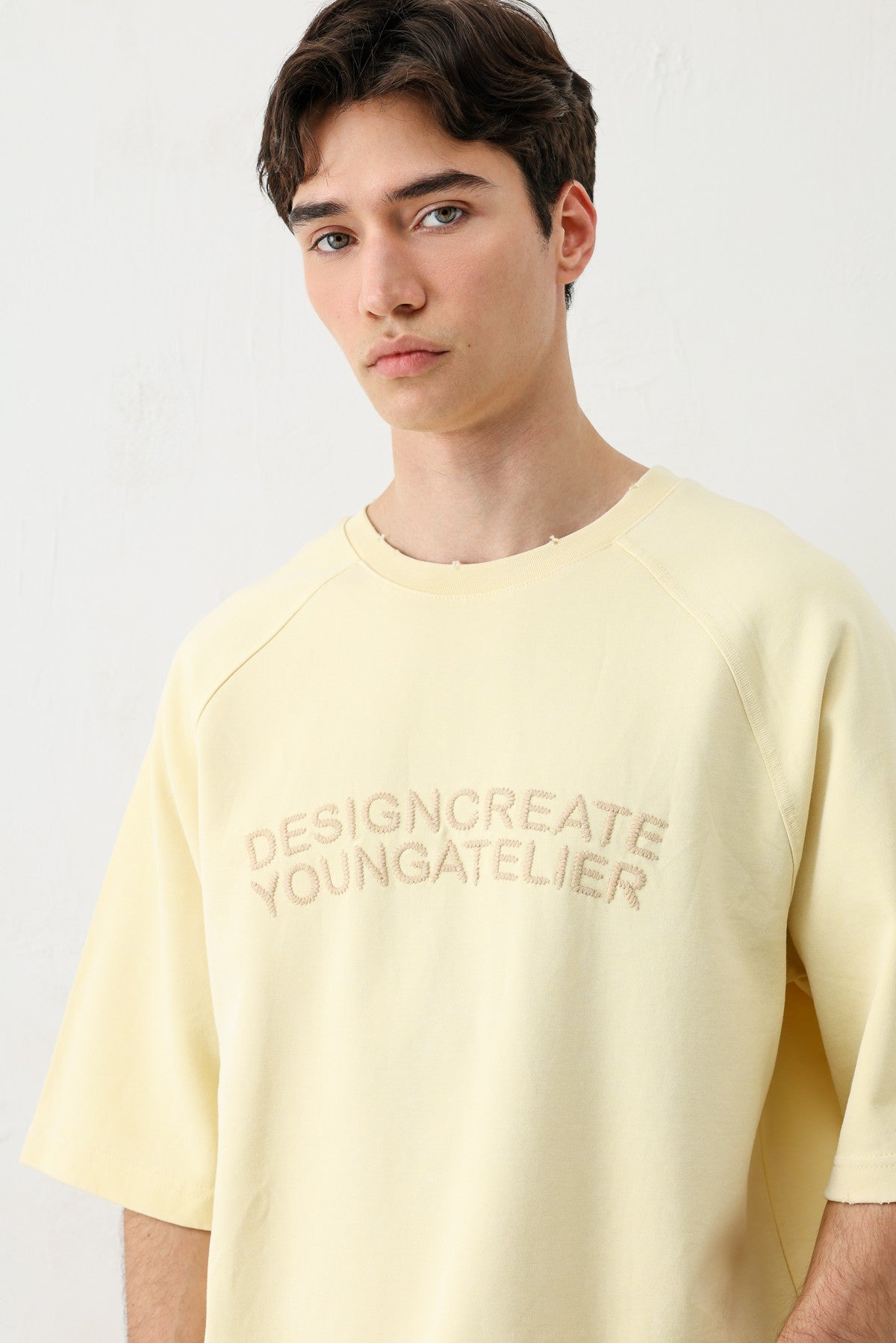 Oversized Raglan-Sleeve T-Shirt with Printed Text