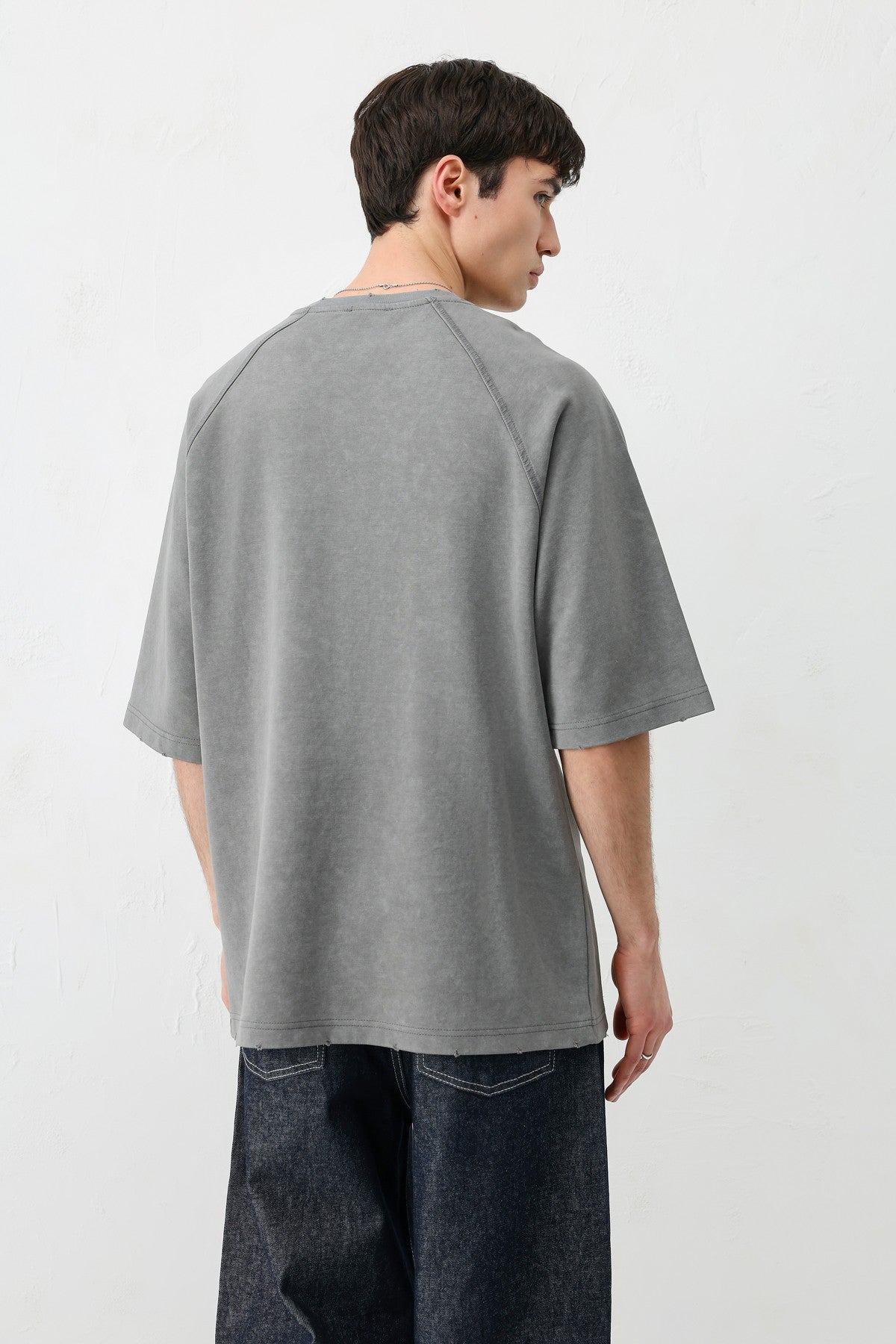 Oversized Raglan-Sleeve T-Shirt with Printed Text