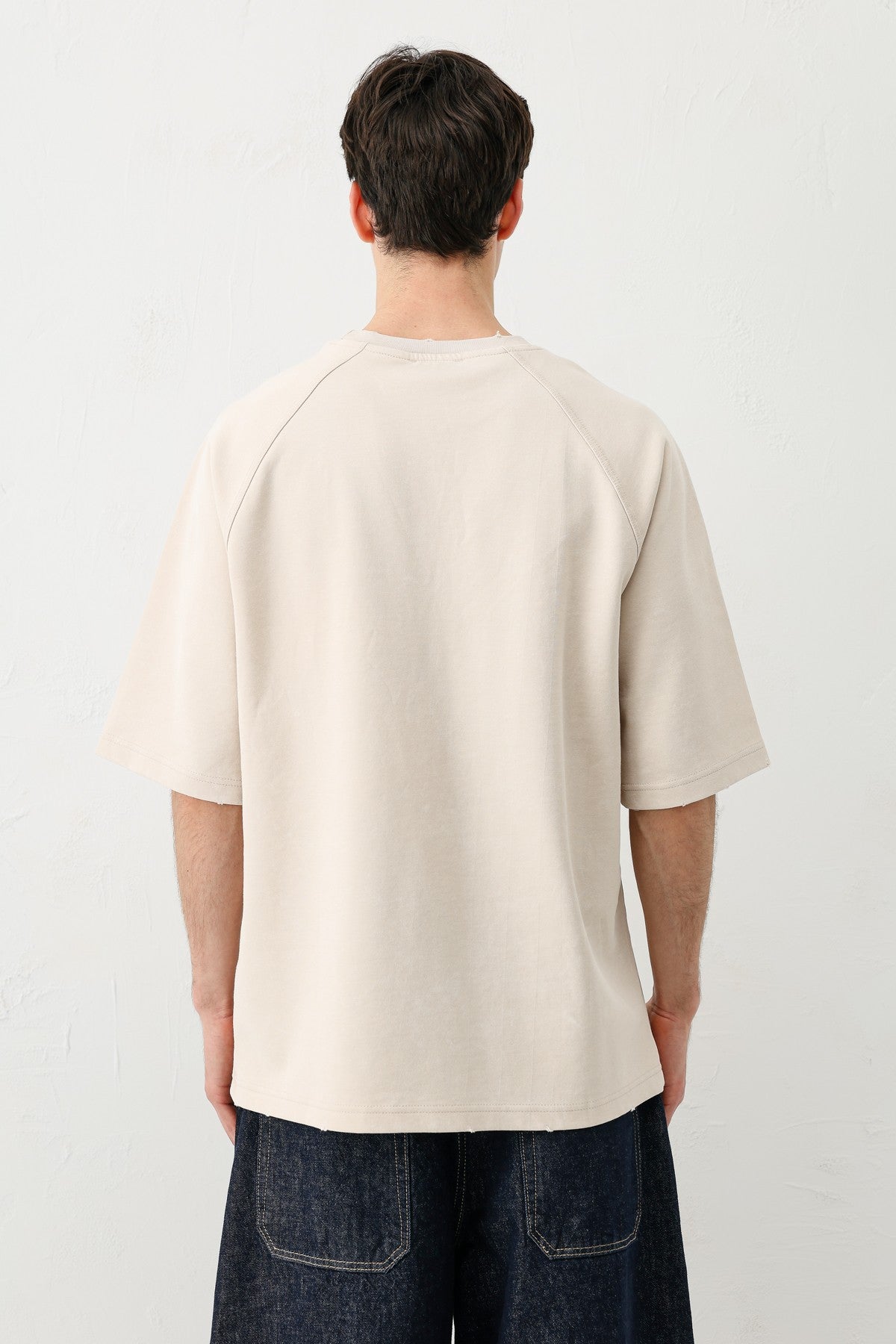 Oversized Raglan-Sleeve T-Shirt with Printed Text