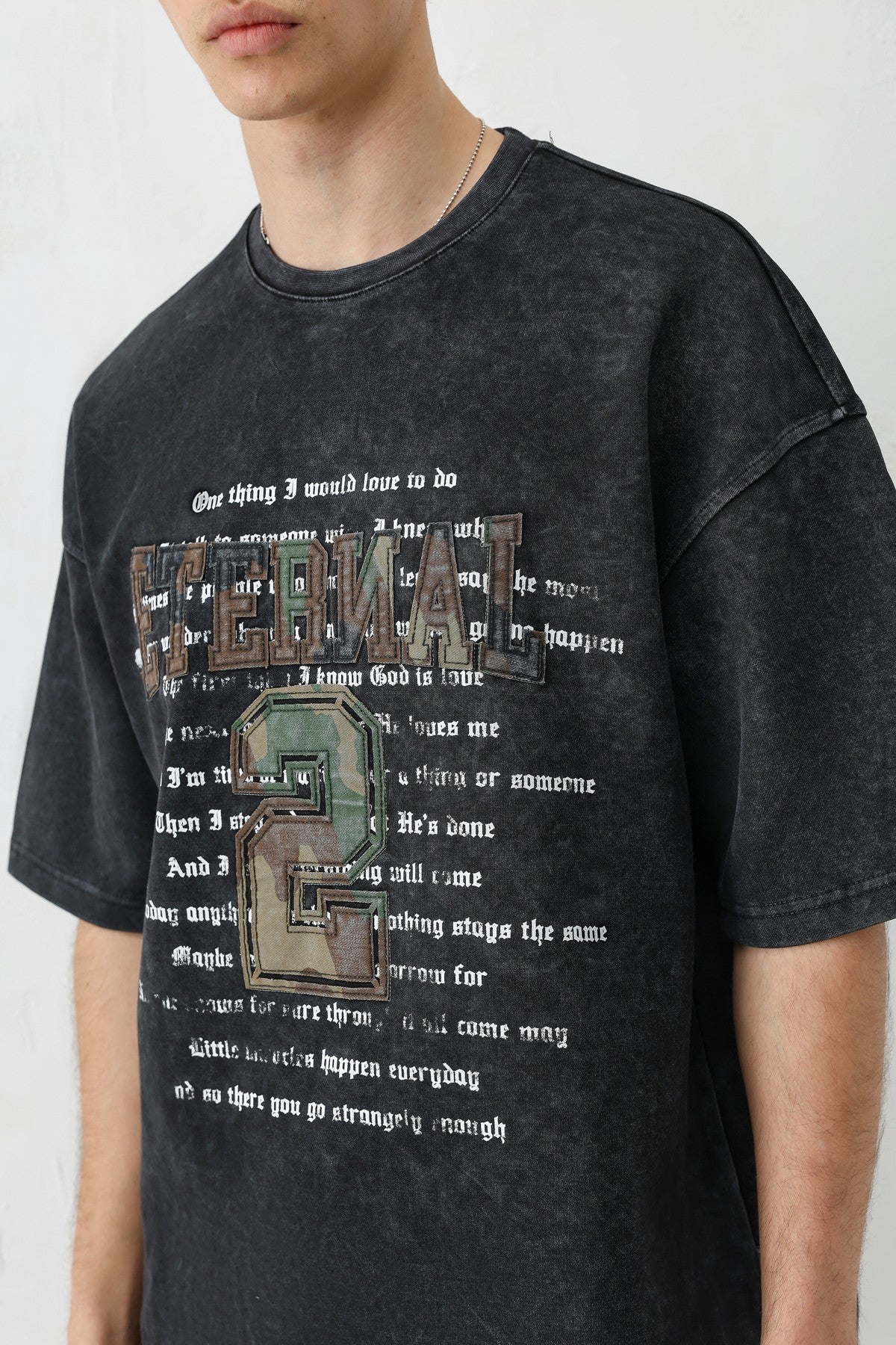 Oversized Print and Double-Printed T-Shirt