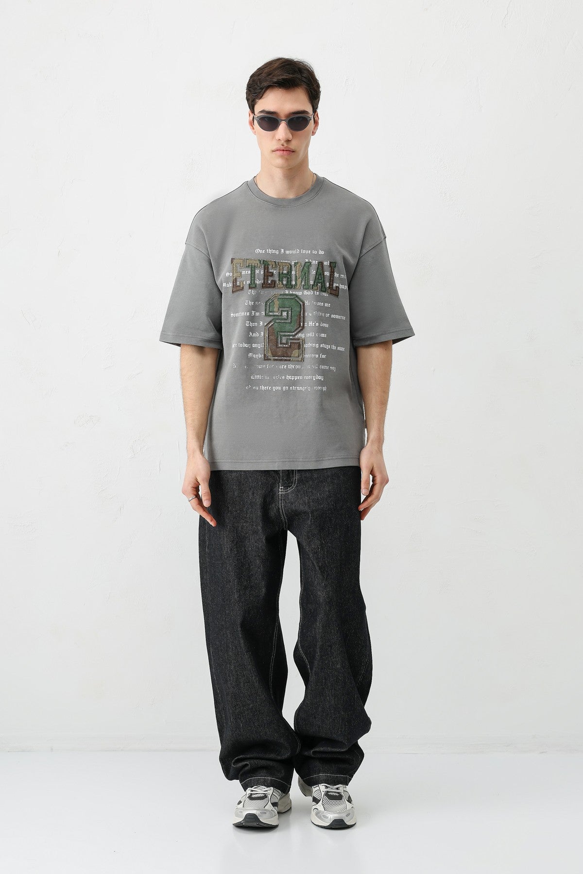 Oversized Print and Double-Printed T-Shirt