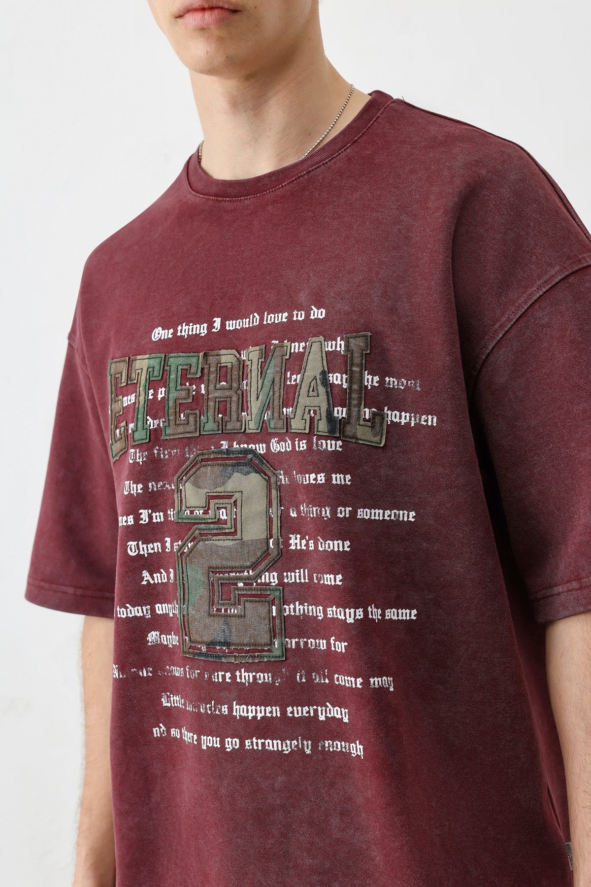 Oversized Print and Double-Printed T-Shirt