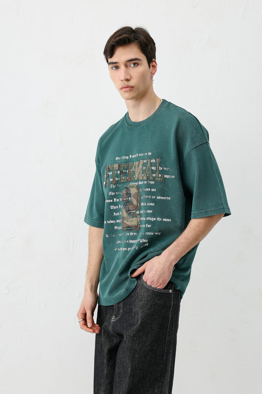 Oversized Print and Double-Printed T-Shirt