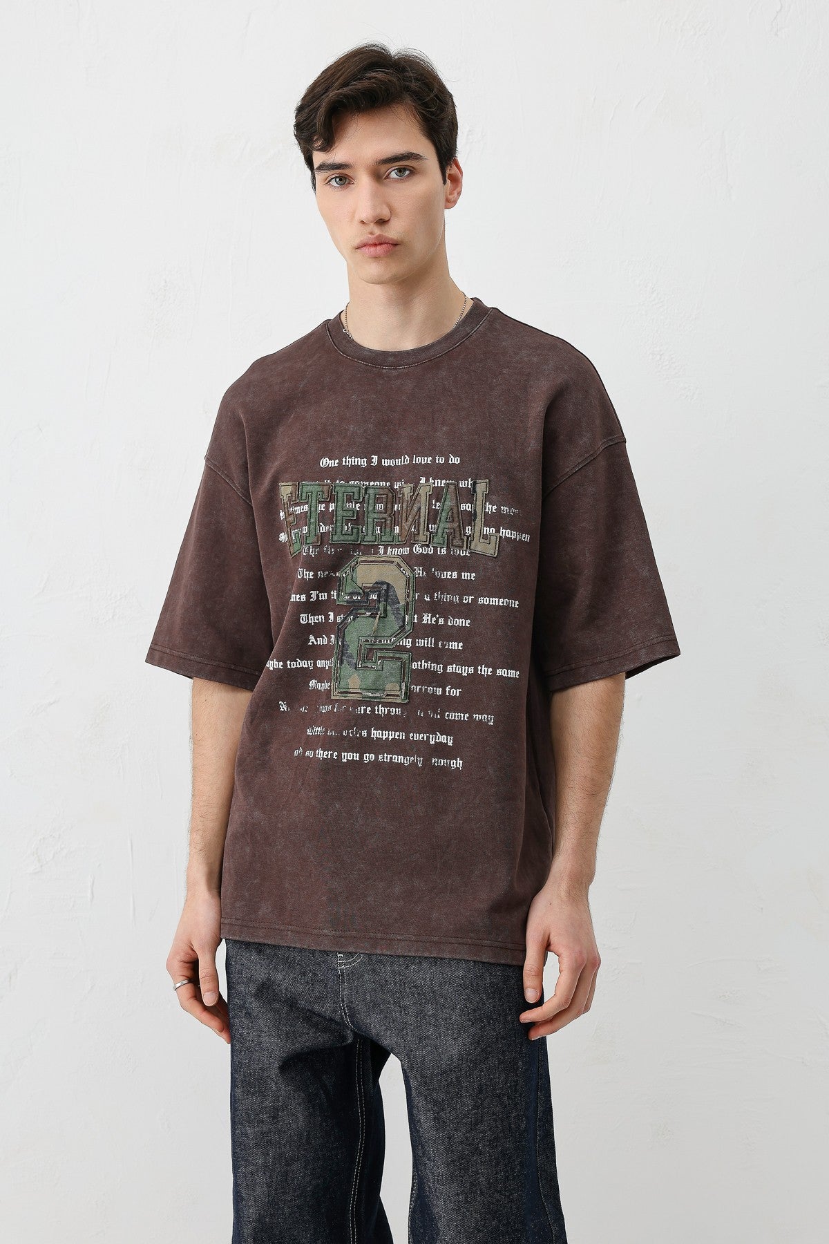 Oversized Print and Double-Printed T-Shirt
