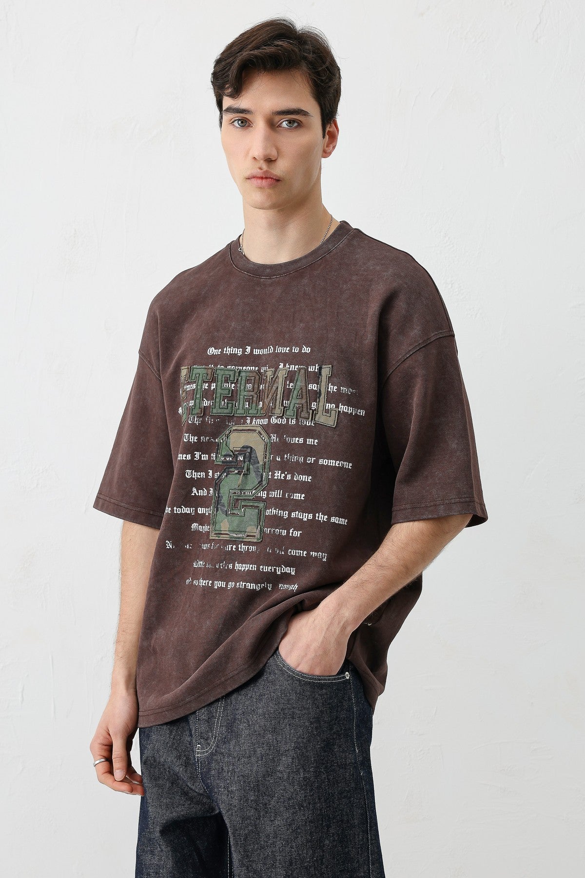 Oversized Print and Double-Printed T-Shirt