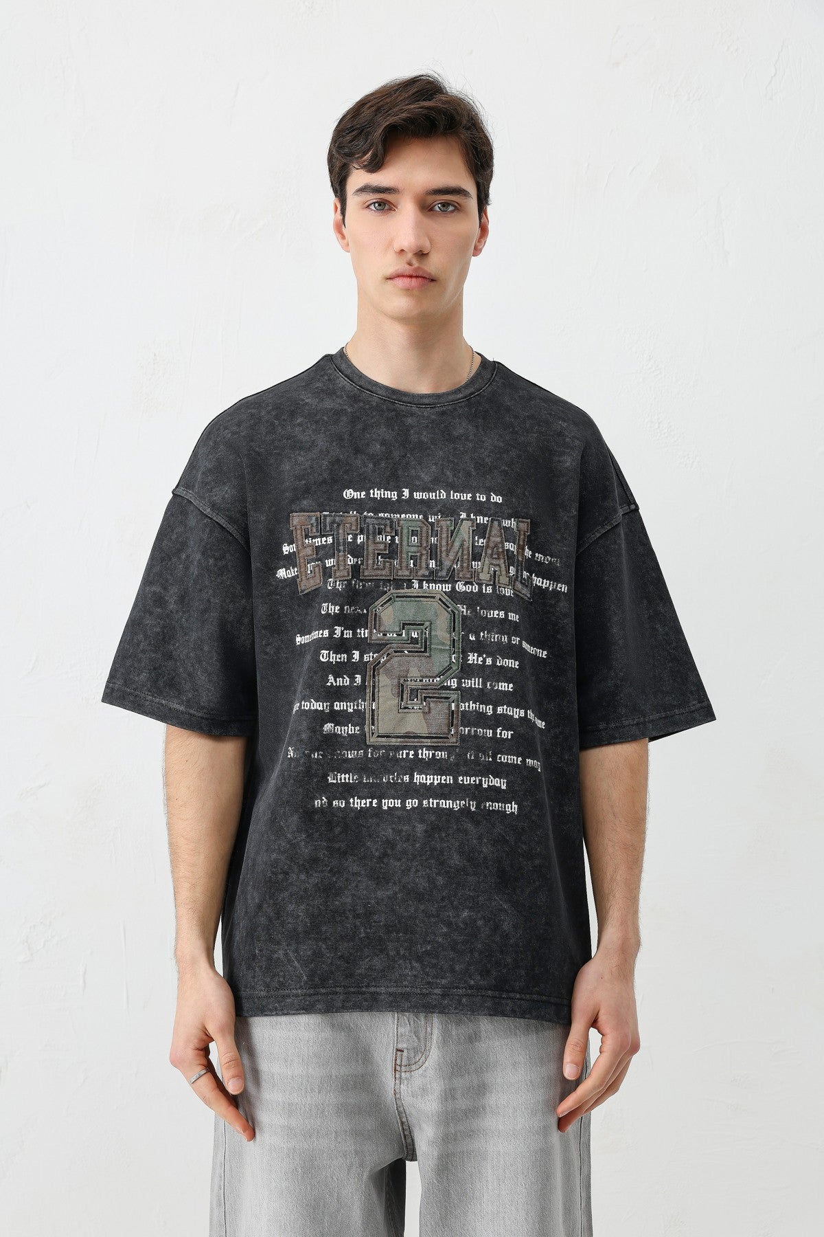 Oversized Print and Double-Printed T-Shirt