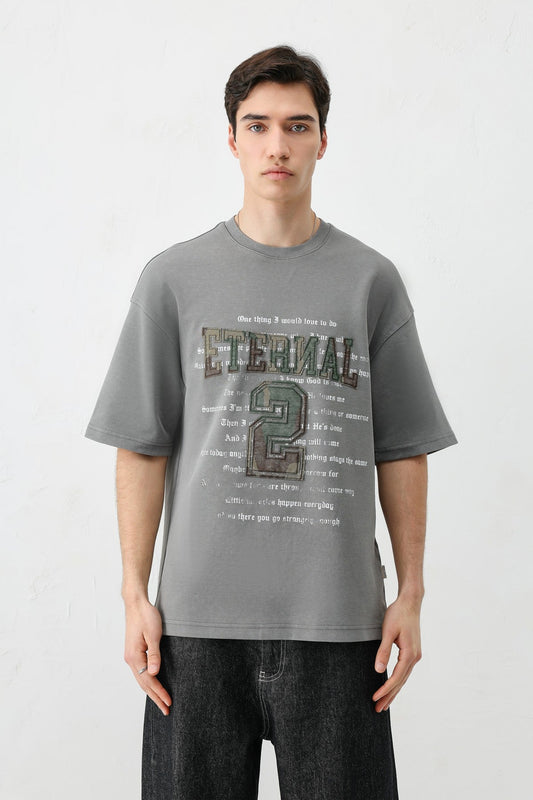 Oversized Print and Double-Printed T-Shirt