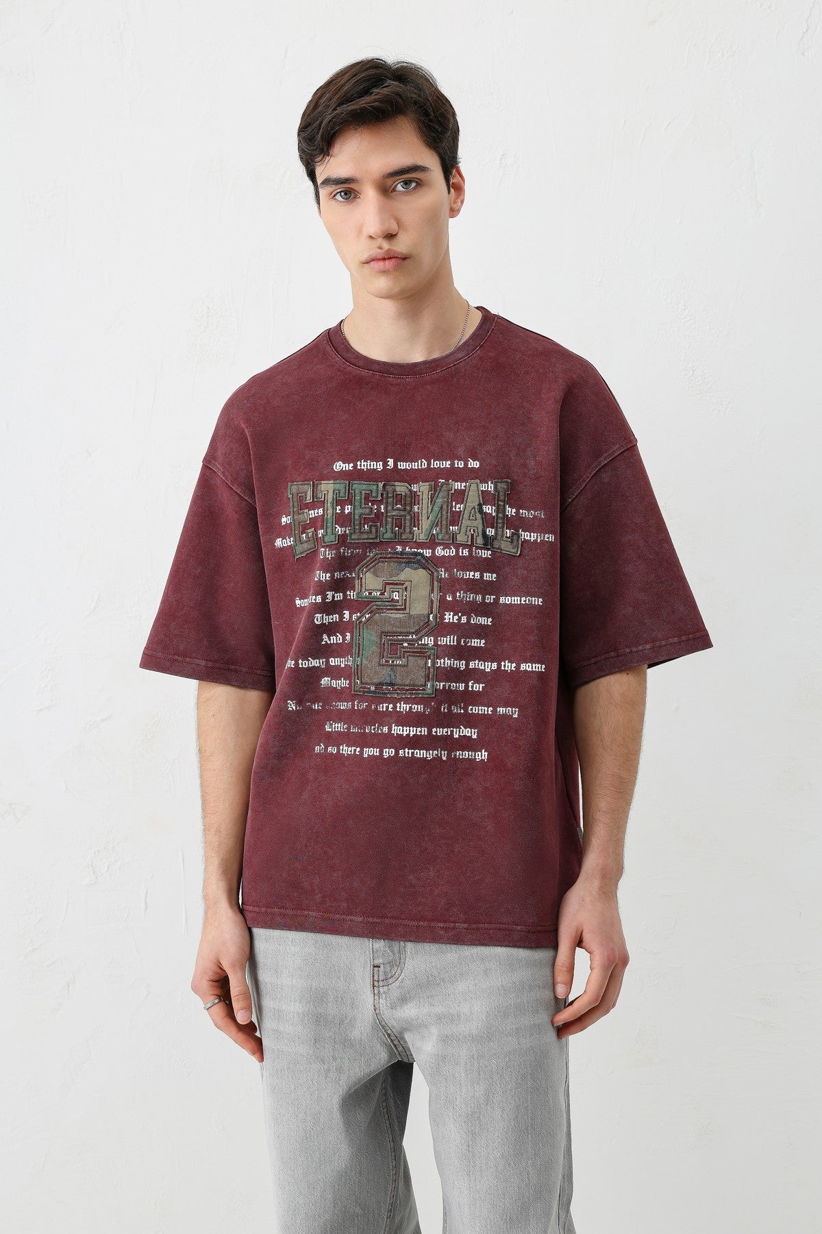 Oversized Print and Double-Printed T-Shirt