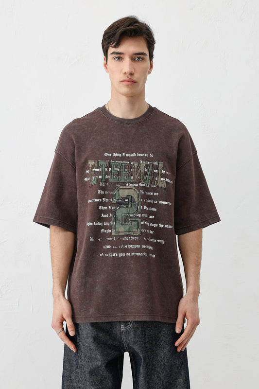 Oversized Print and Double-Printed T-Shirt