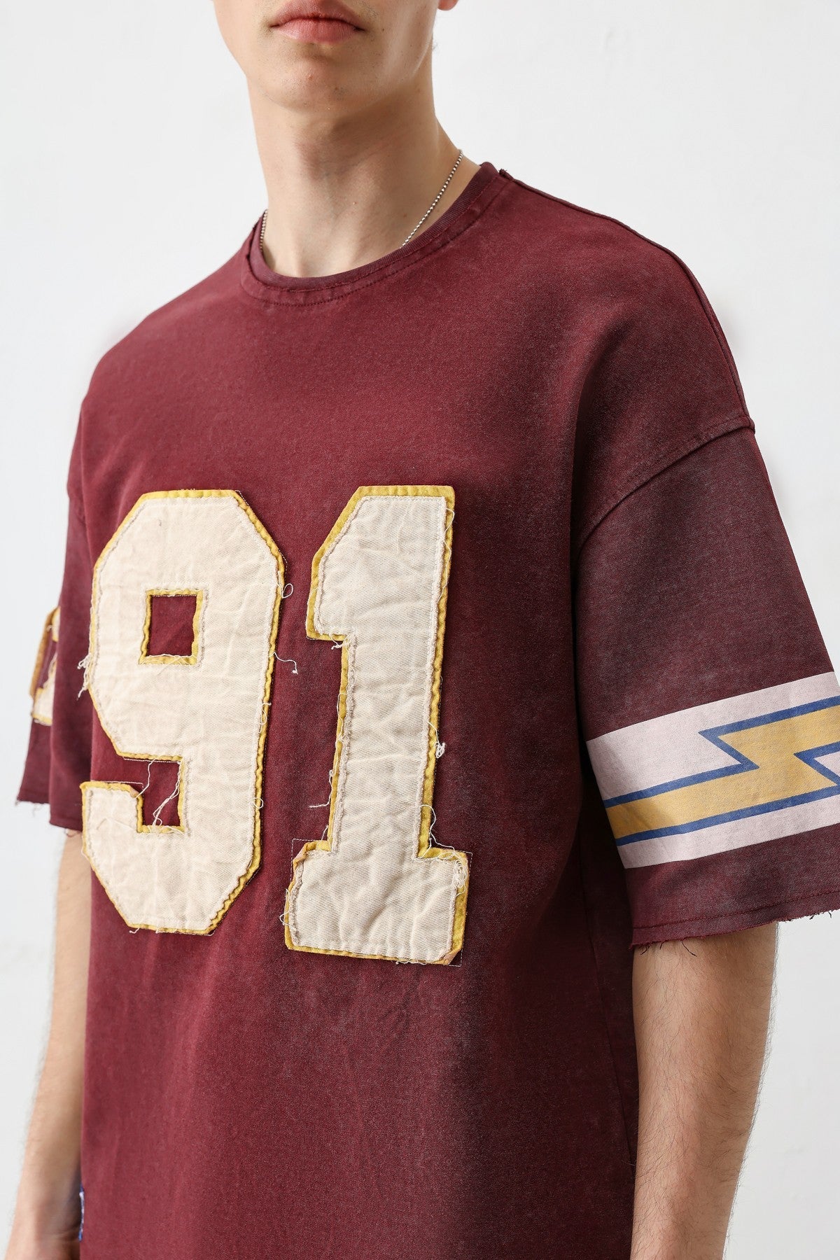 Oversized 91 Printed T-Shirt with Sleeve Details