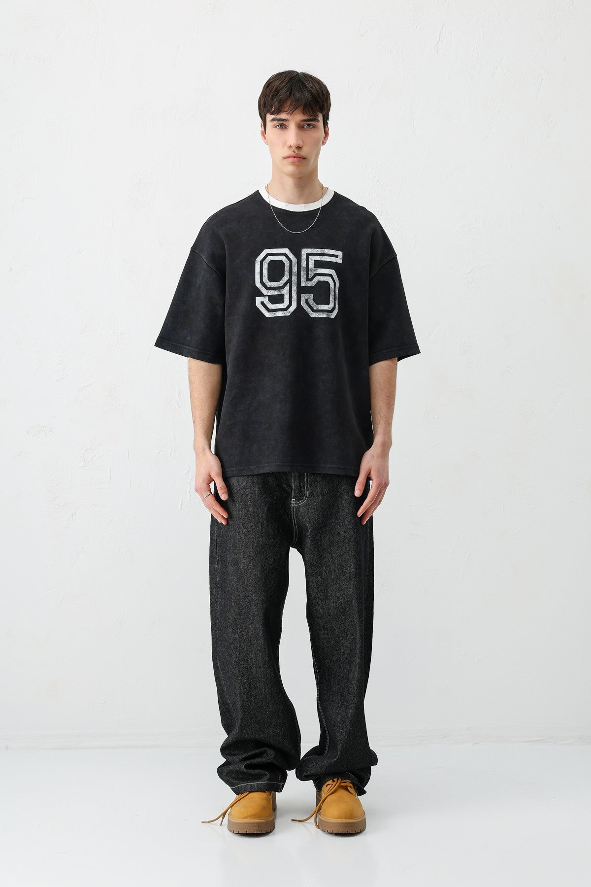 Oversized Polo Neck 91 Printed T-Shirt