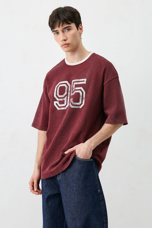 Oversized Polo Neck 91 Printed T-Shirt