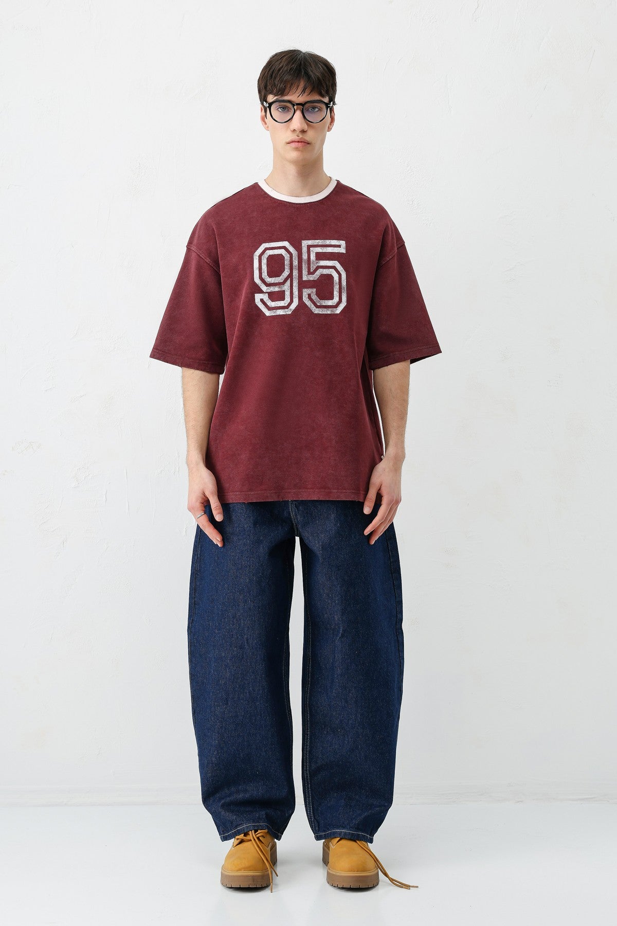 Oversized Polo Neck 91 Printed T-Shirt