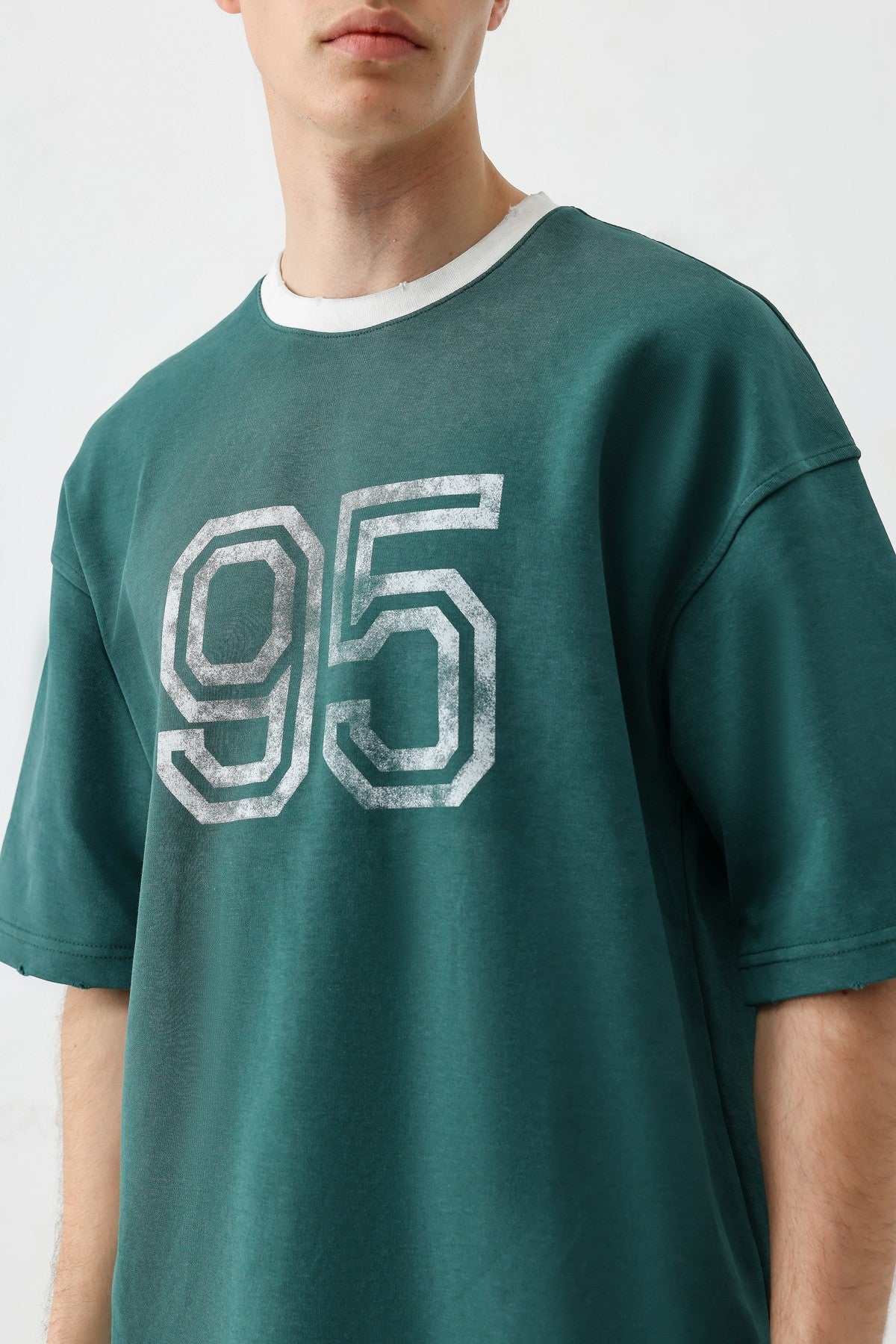 Oversized Polo Neck 91 Printed T-Shirt