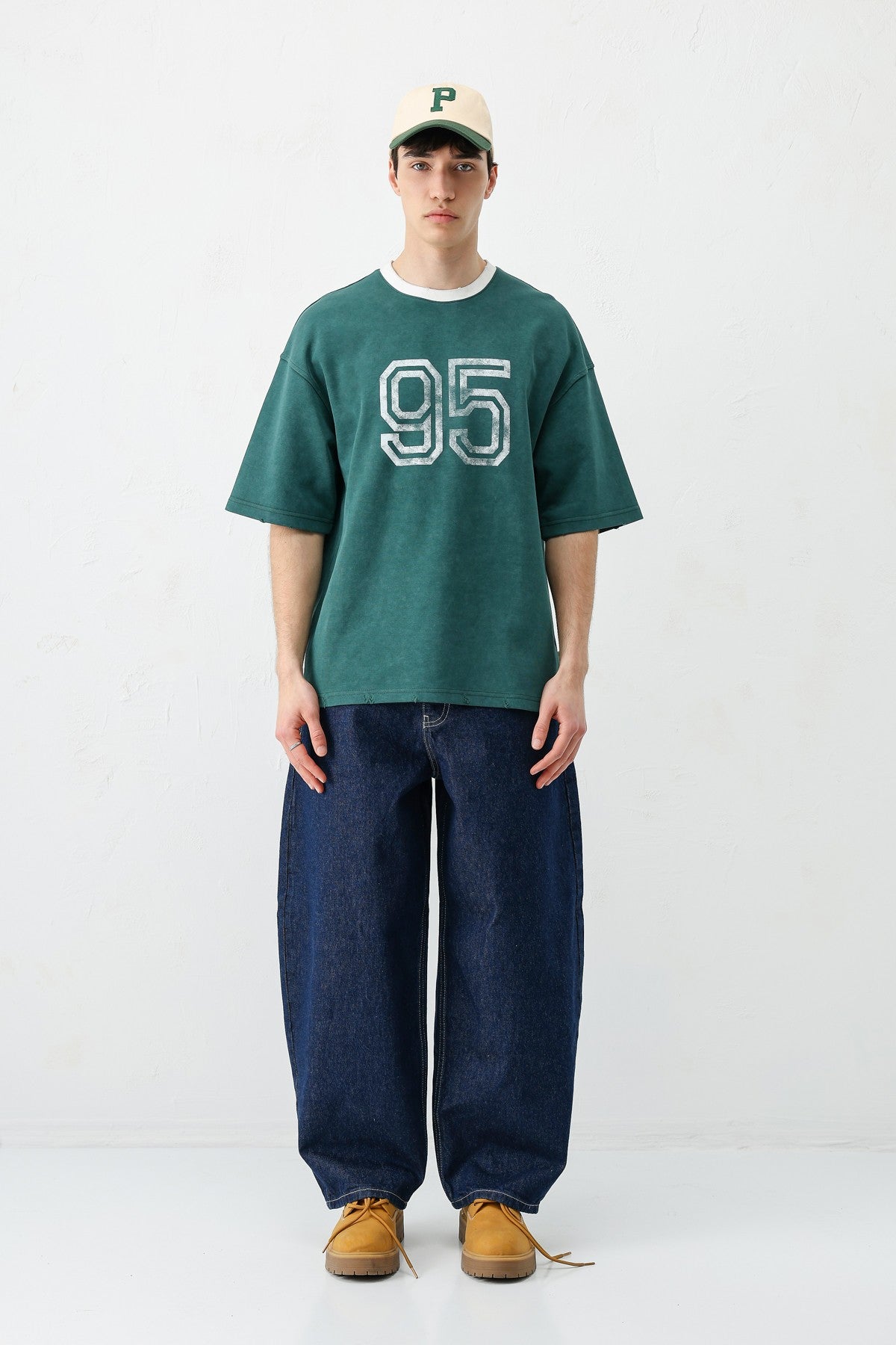 Oversized Polo Neck 91 Printed T-Shirt