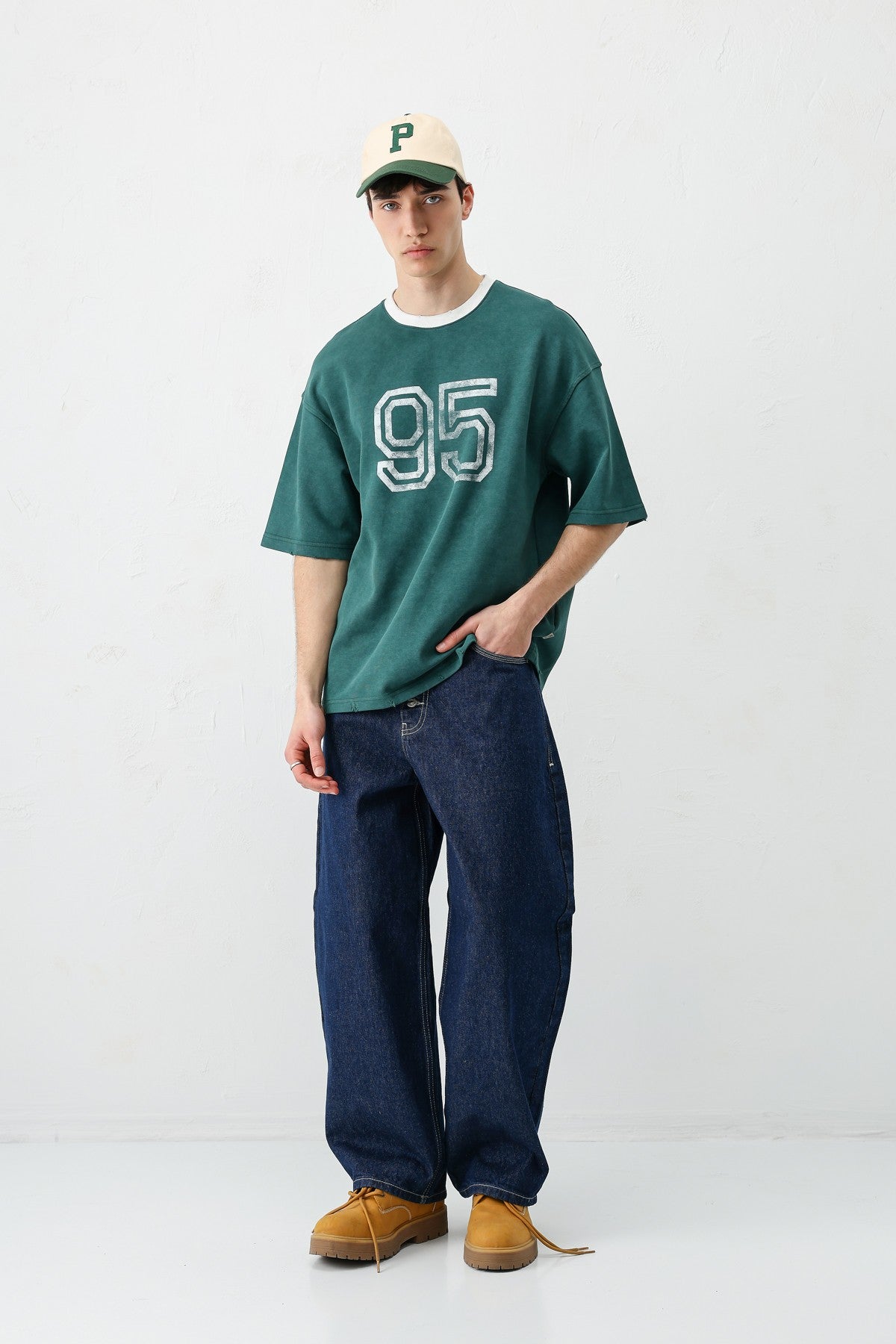 Oversized Polo Neck 91 Printed T-Shirt