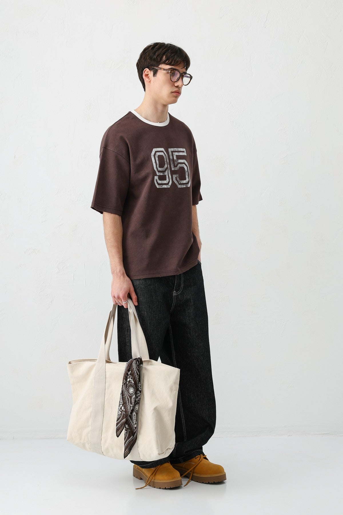 Oversized Polo Neck 91 Printed T-Shirt