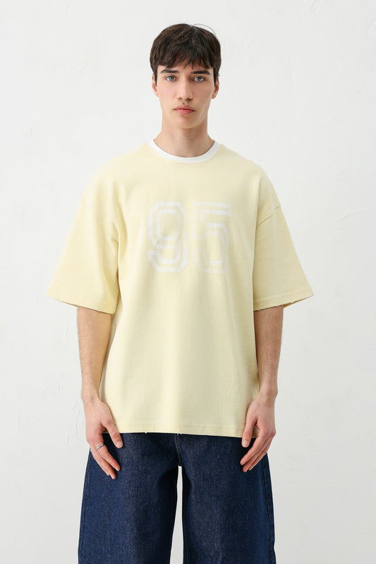 Oversized Polo Neck 91 Printed T-Shirt
