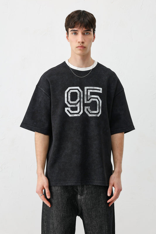 Oversized Polo Neck 91 Printed T-Shirt
