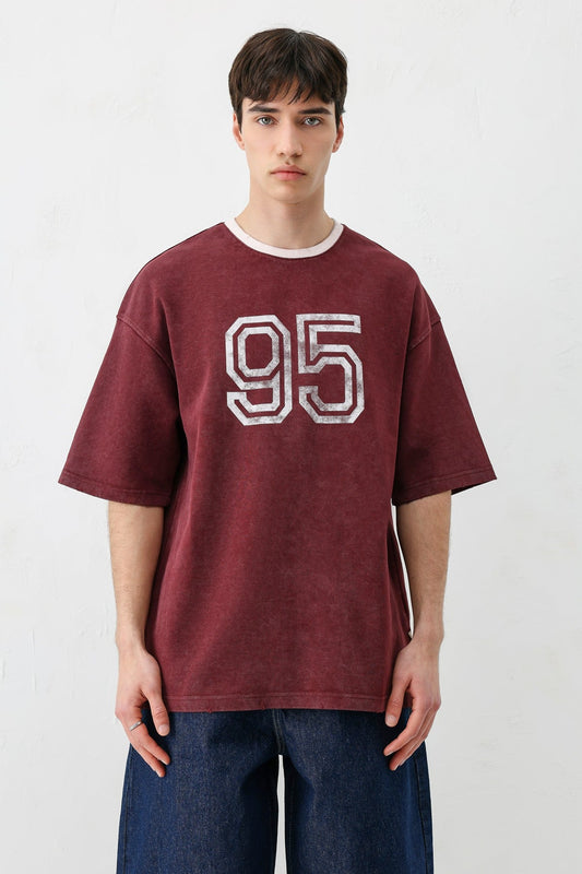 Oversized Polo Neck 91 Printed T-Shirt