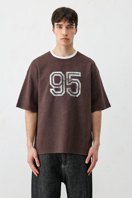 Oversized Polo Neck 91 Printed T-Shirt