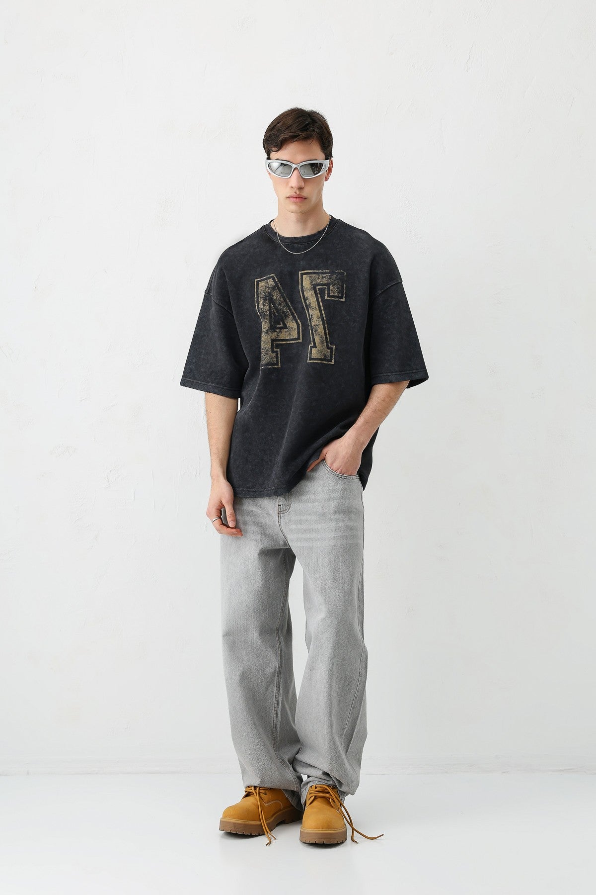 Oversized T-Shirt with Print, Pre-Washed V70-142