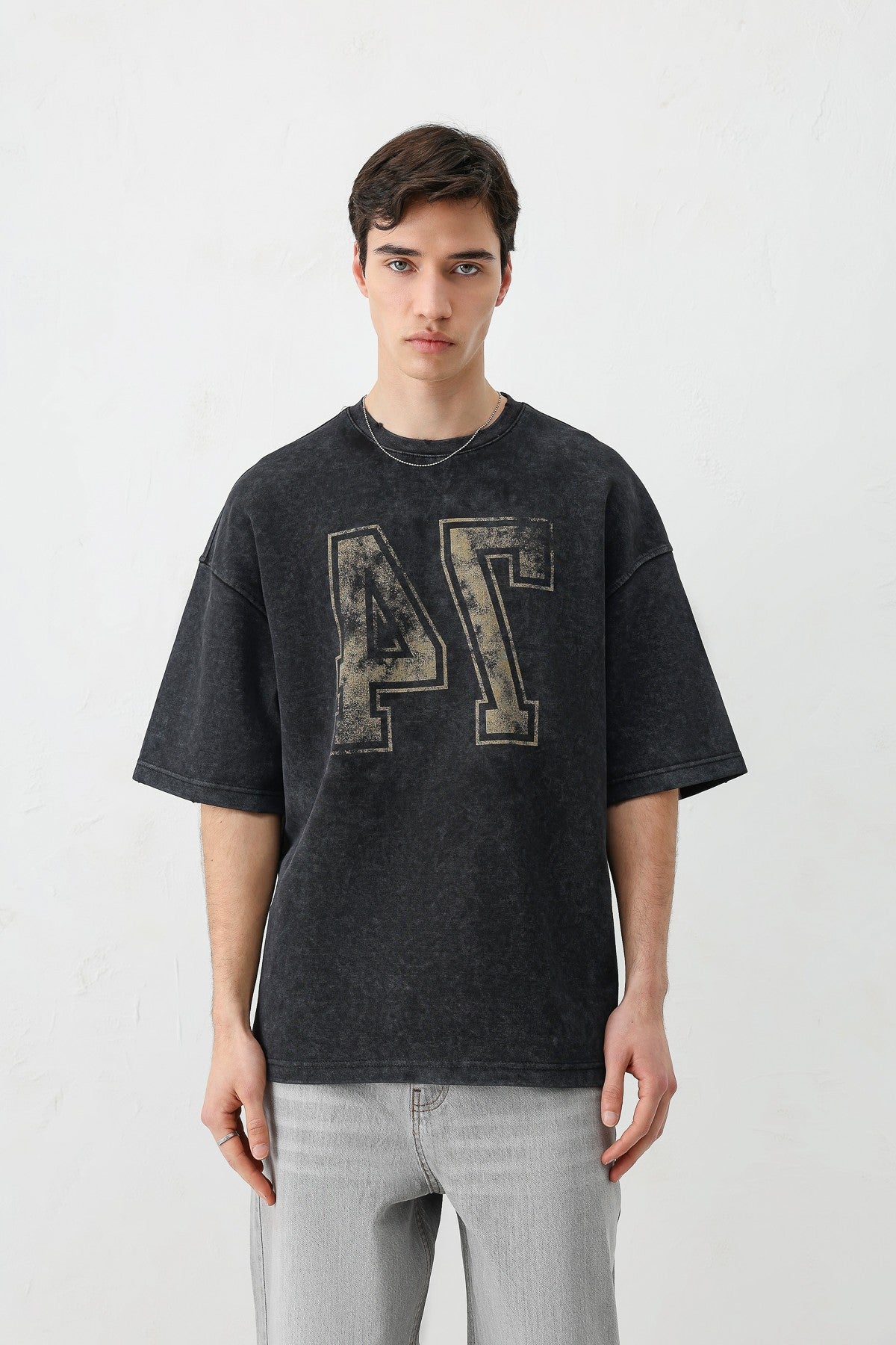 Oversized T-Shirt with Print, Pre-Washed V70-142