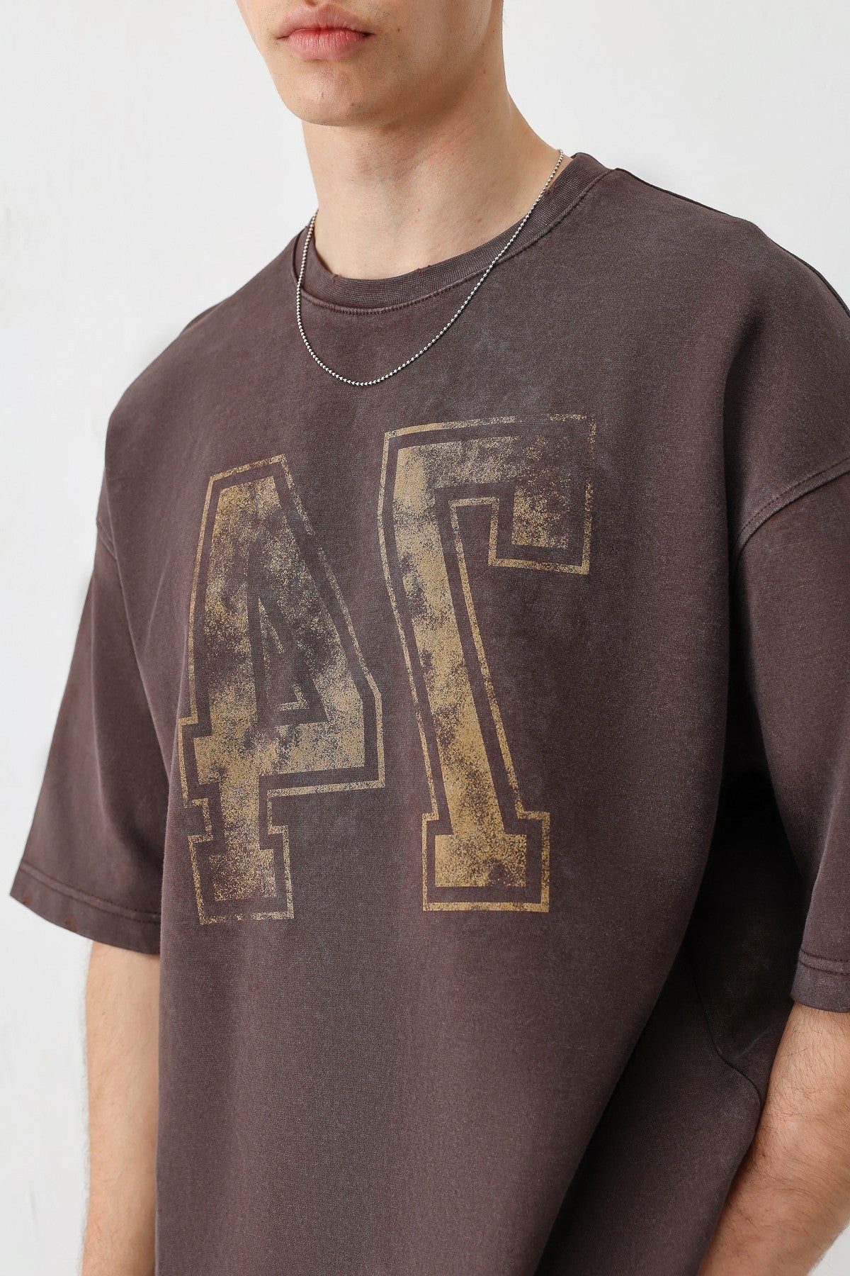 Oversized T-Shirt with Print, Pre-Washed V70-142