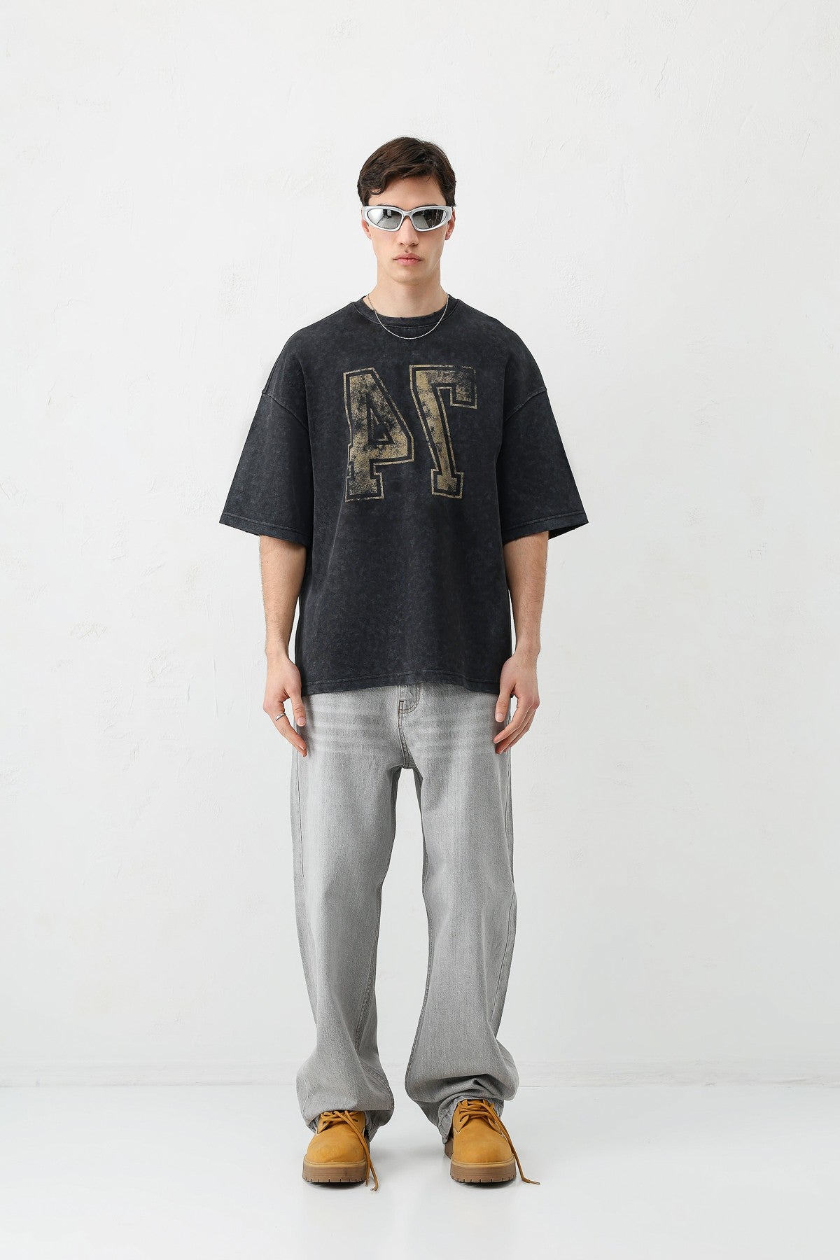 Oversized T-Shirt with Print, Pre-Washed V70-142