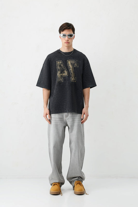 Oversized T-Shirt with Print, Pre-Washed V70-142