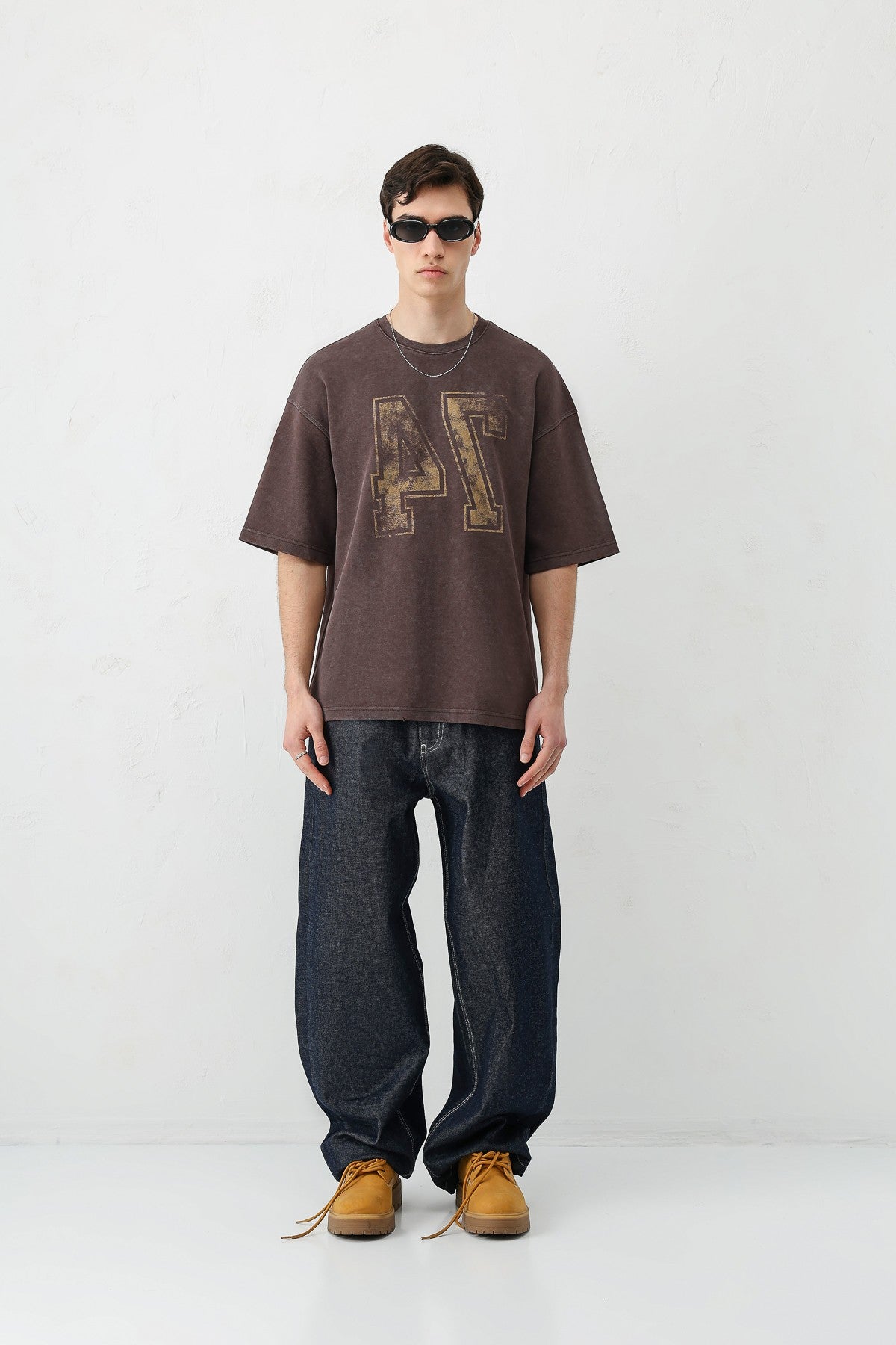 Oversized T-Shirt with Print, Pre-Washed V70-142