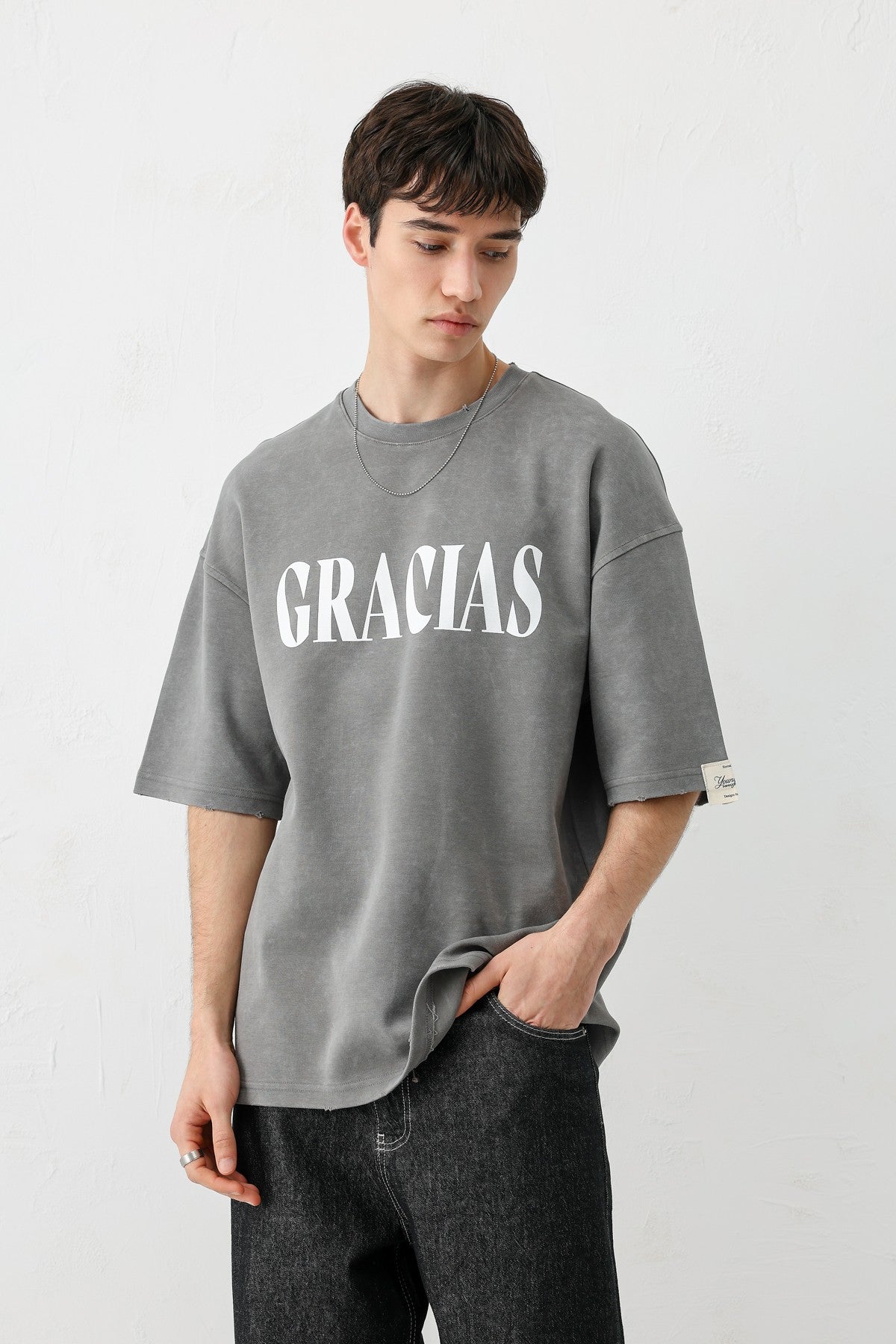 Oversized "Gracias" Printed T-Shirt