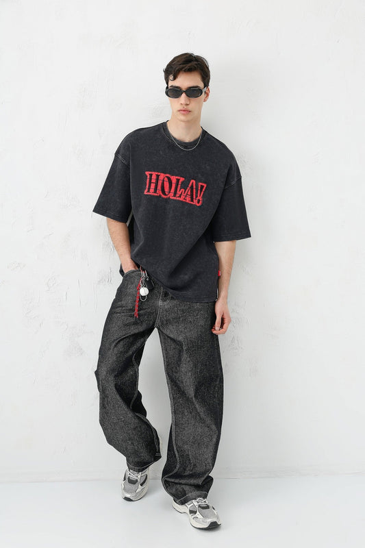 Oversized T-Shirt with Print (Requires Washing)