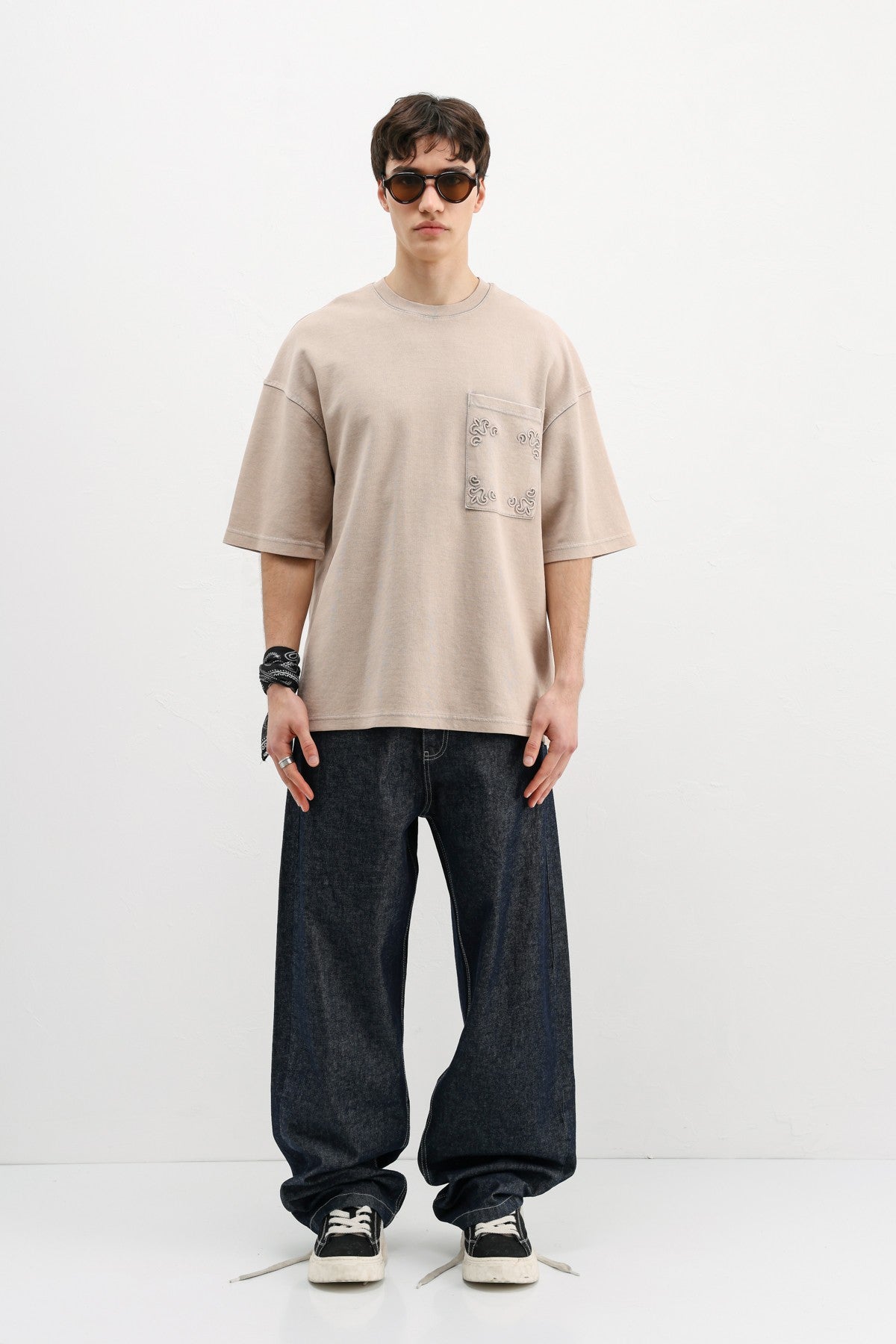 Oversized Printed T-Shirt, Beige