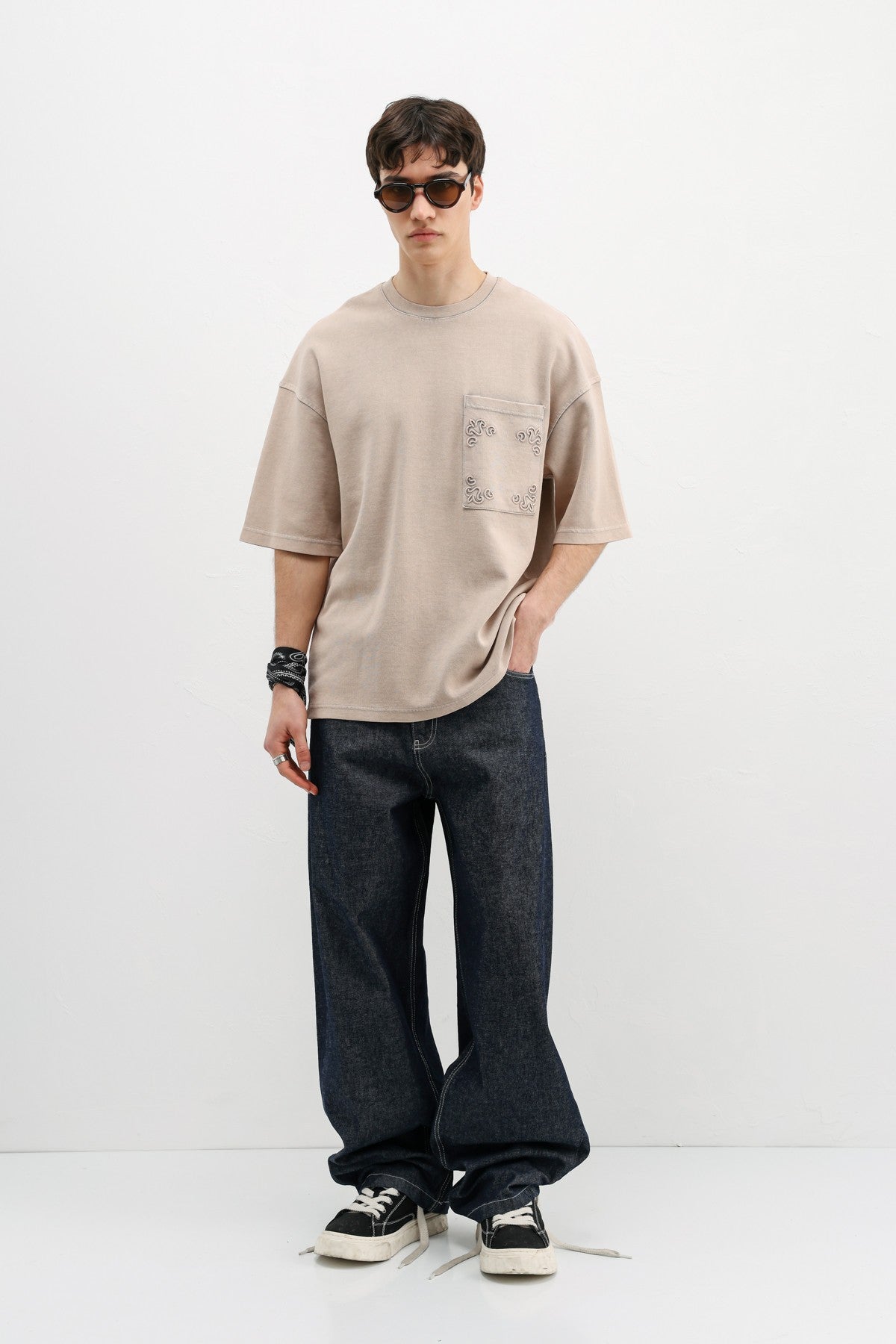 Oversized Printed T-Shirt, Beige