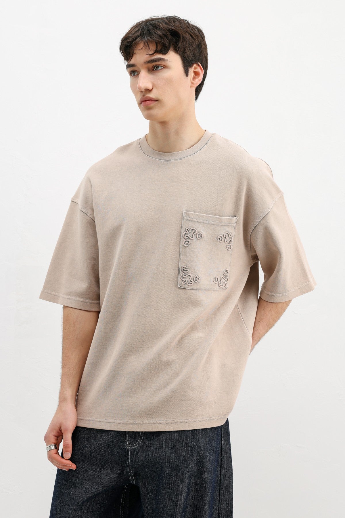 Oversized Printed T-Shirt, Beige