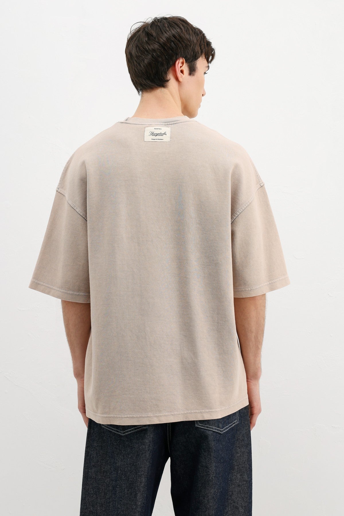 Oversized Printed T-Shirt, Beige