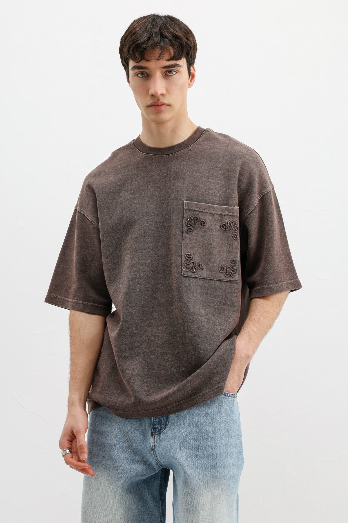 Oversized Printed T-Shirt, Coffee