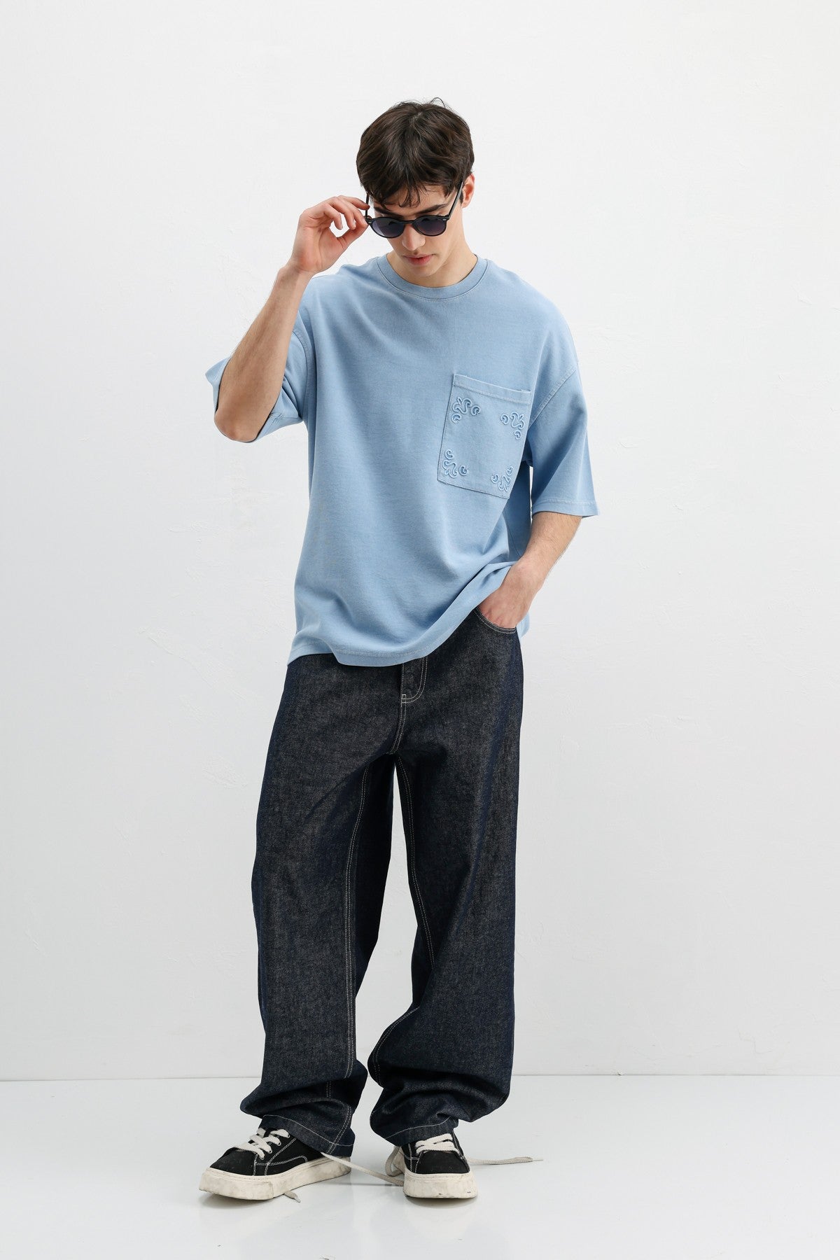 Oversized Printed T-Shirt, Baby Blue