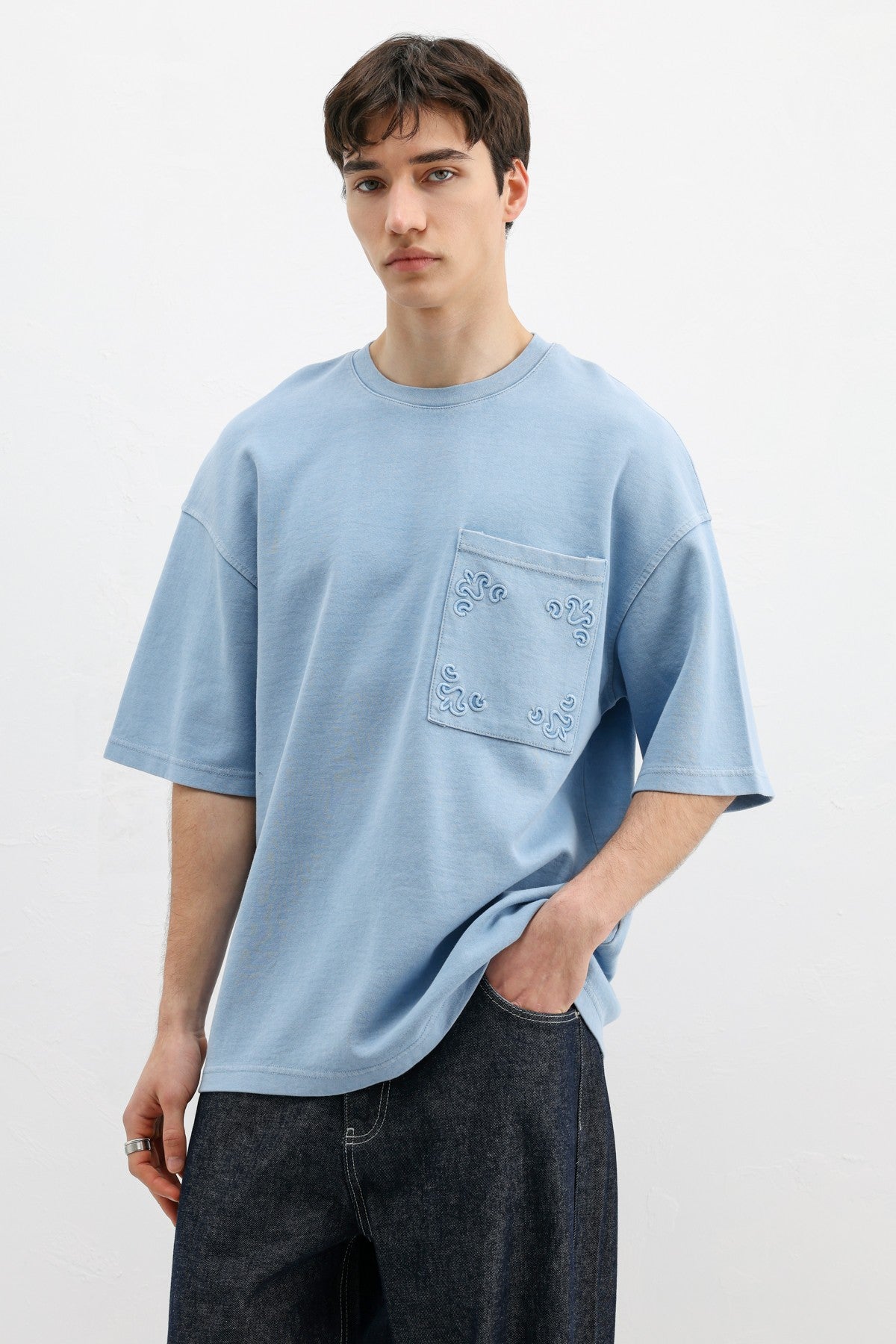 Oversized Printed T-Shirt, Baby Blue