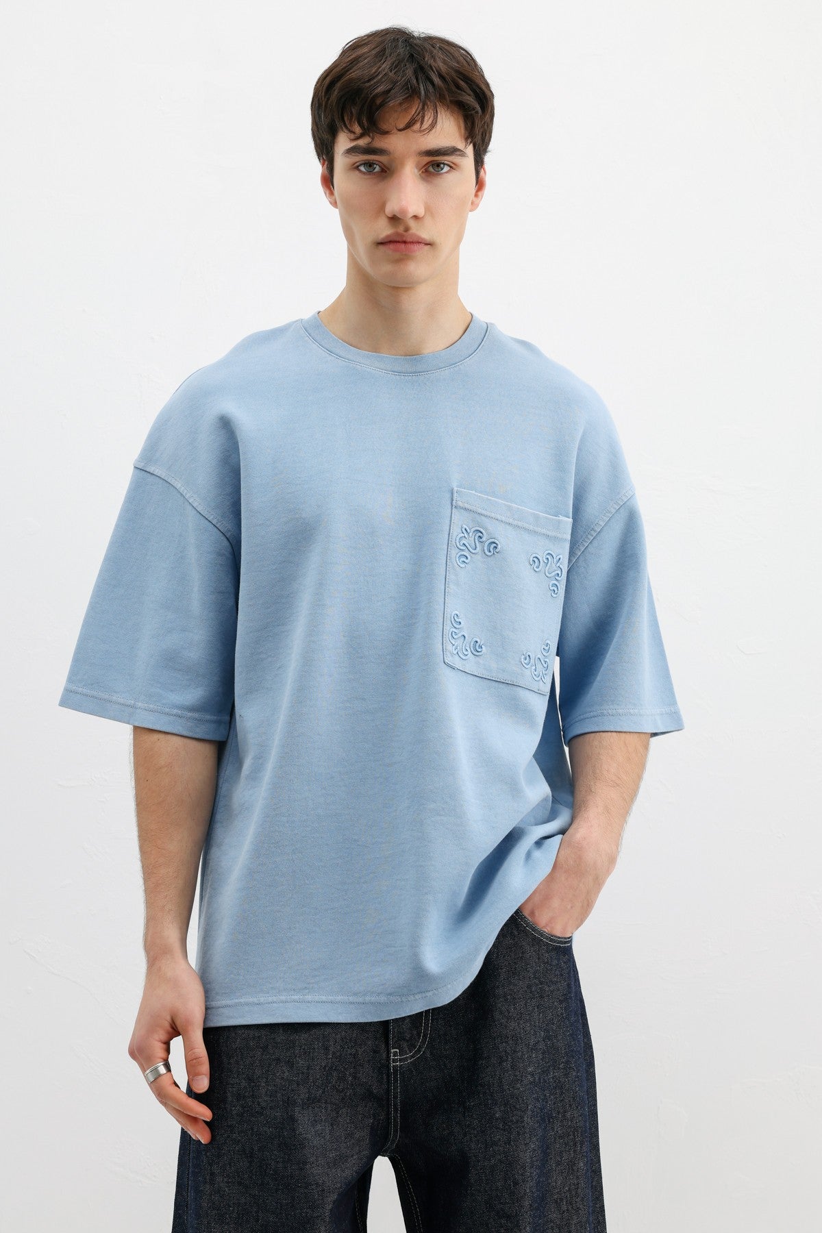 Oversized Printed T-Shirt, Baby Blue