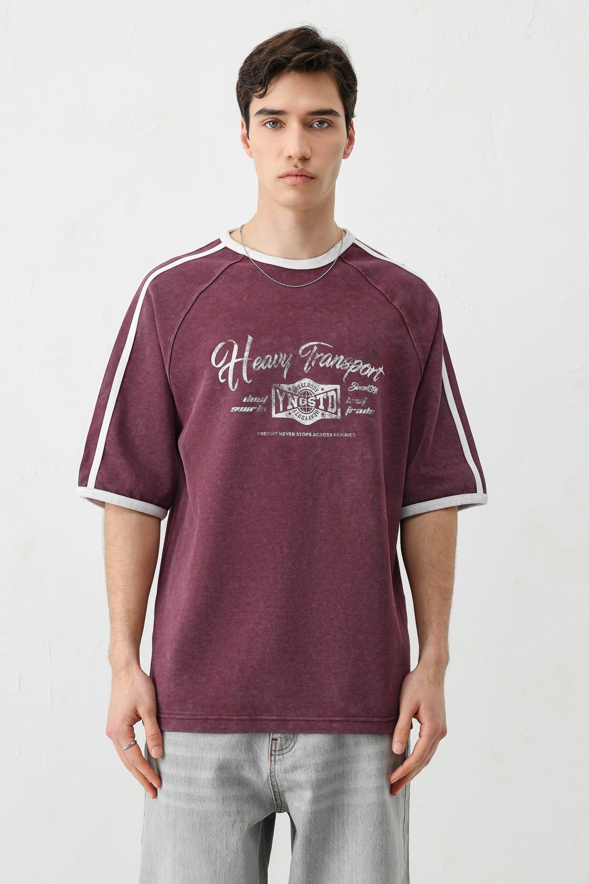WASHED RAGLAN-SLEEVE T-SHIRT