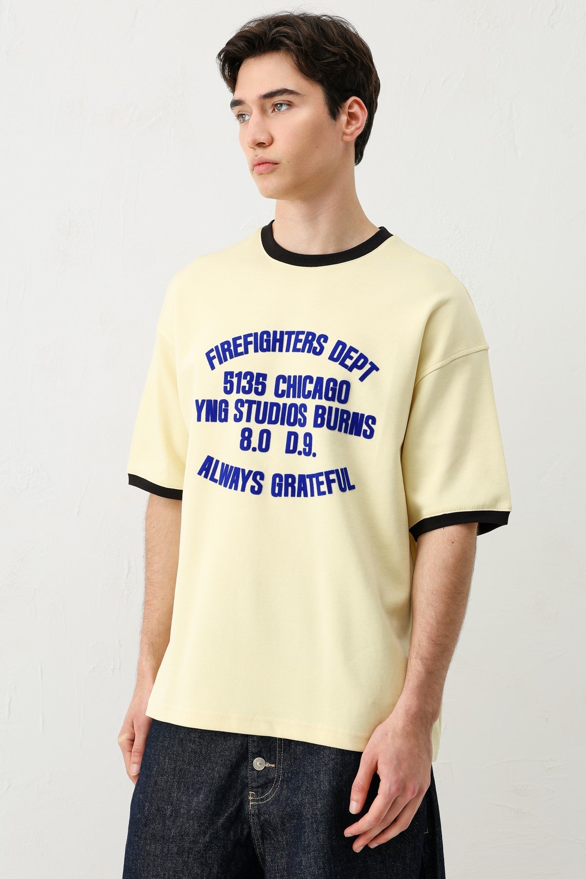 Oversized T-Shirt with a Bike Neckline and Print