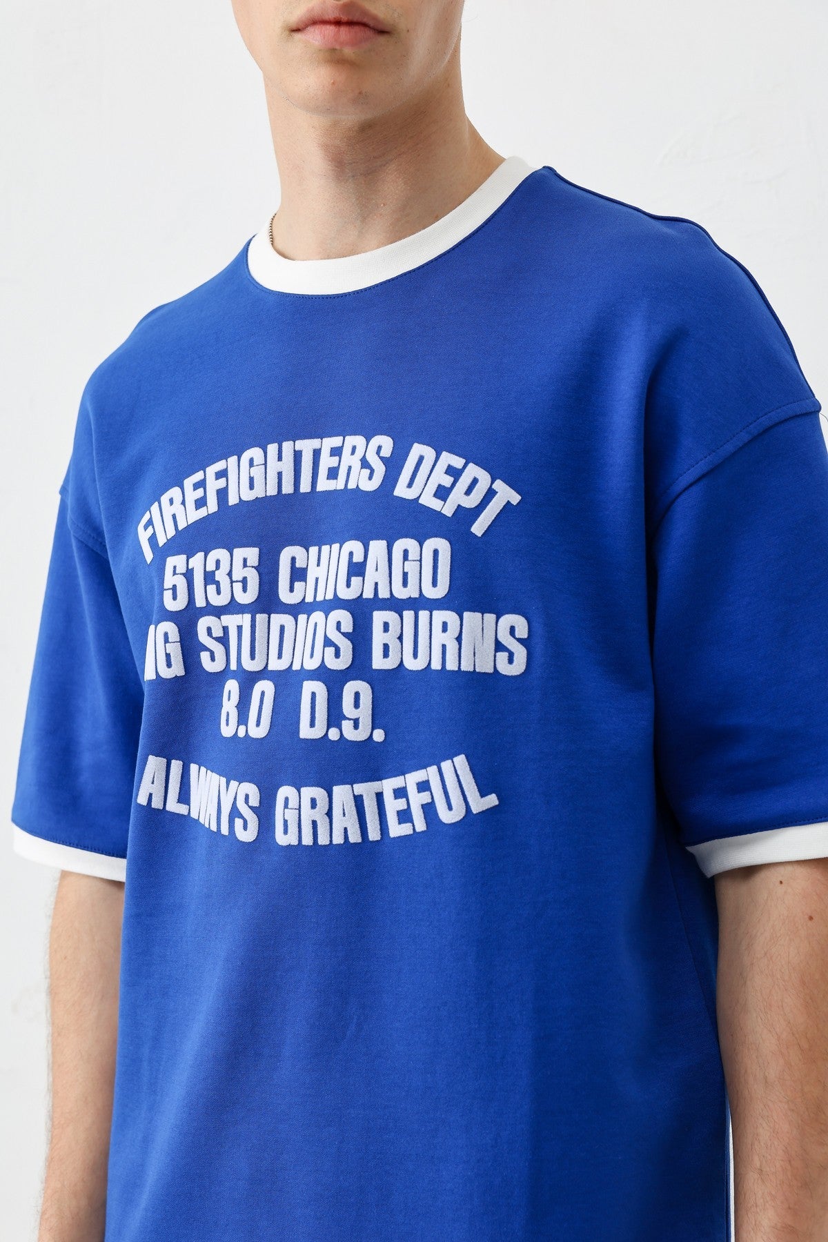 Oversized T-Shirt with a Bike Neckline and Print