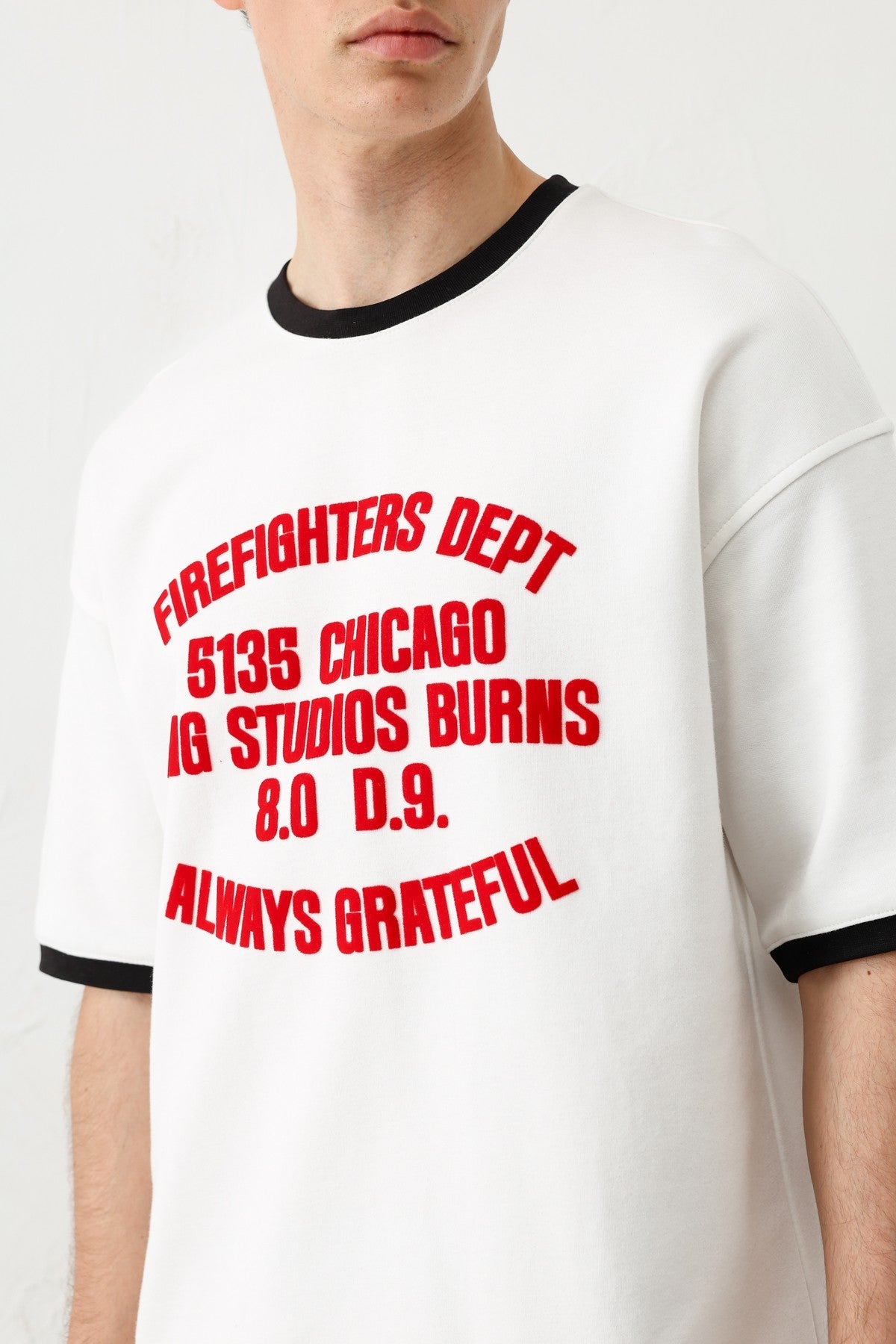 Oversized T-Shirt with a Bike Neckline and Print