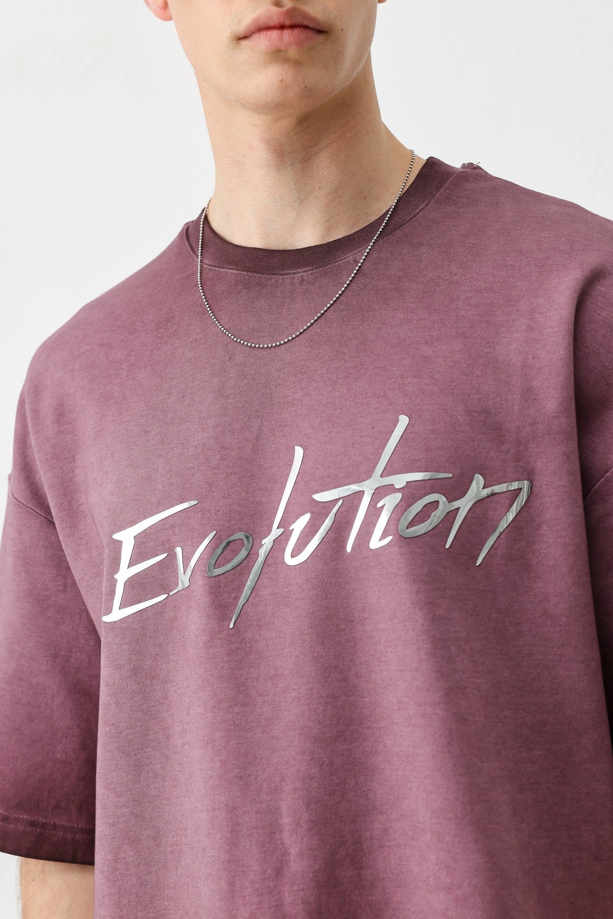 Oversized Bike Neck Print Heavyweight T-Shirt