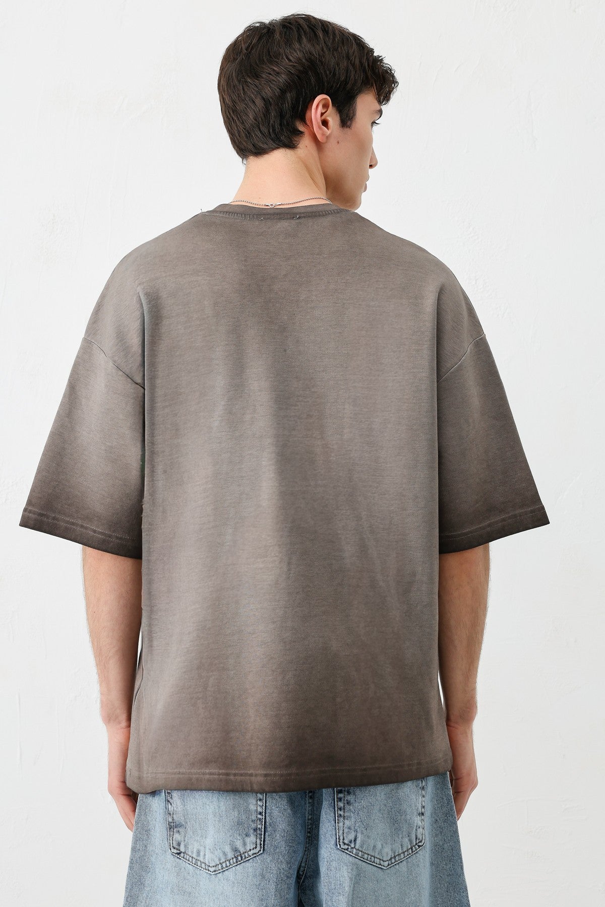 Oversized Bike Neck Print Heavyweight T-Shirt