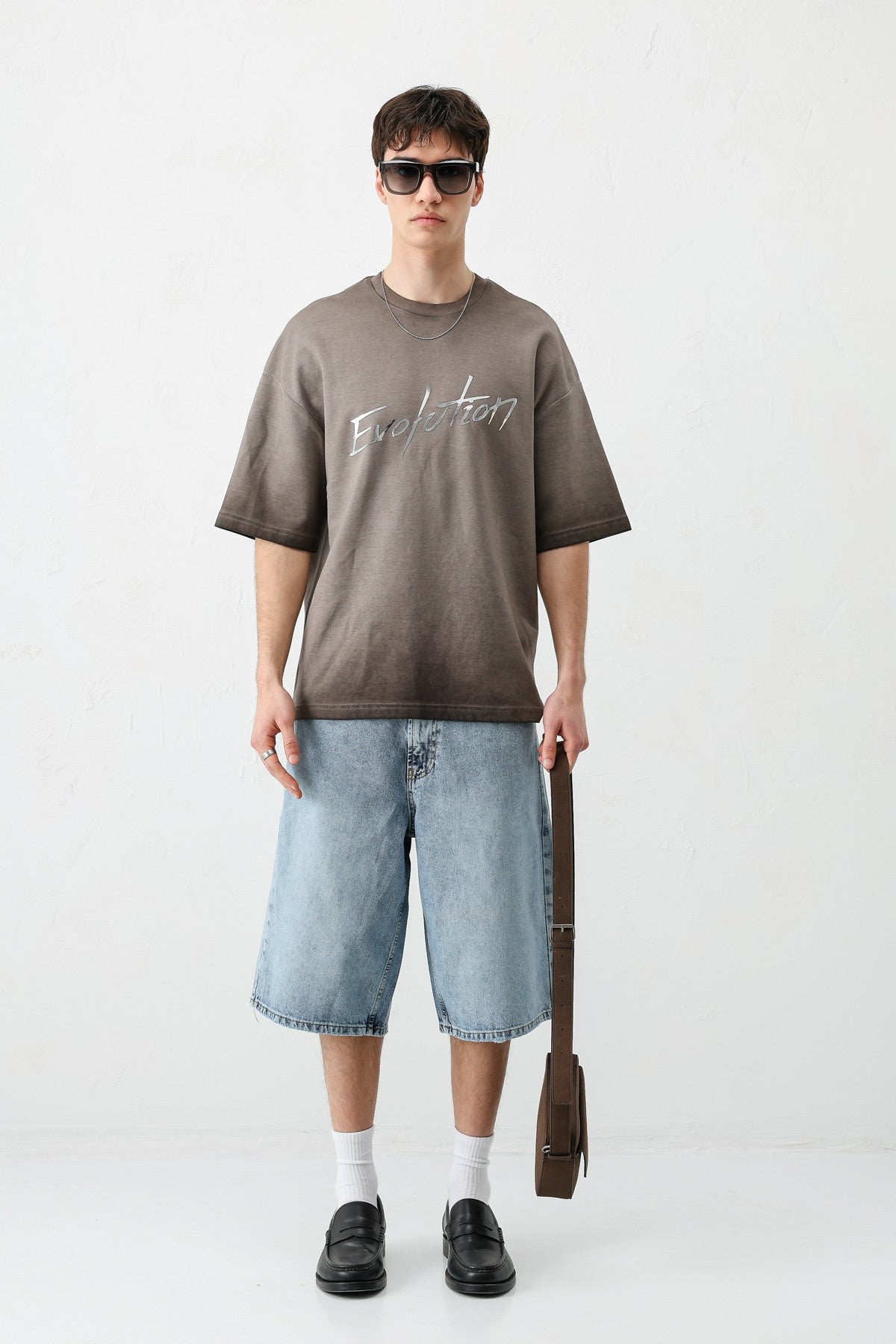 Oversized Bike Neck Print Heavyweight T-Shirt
