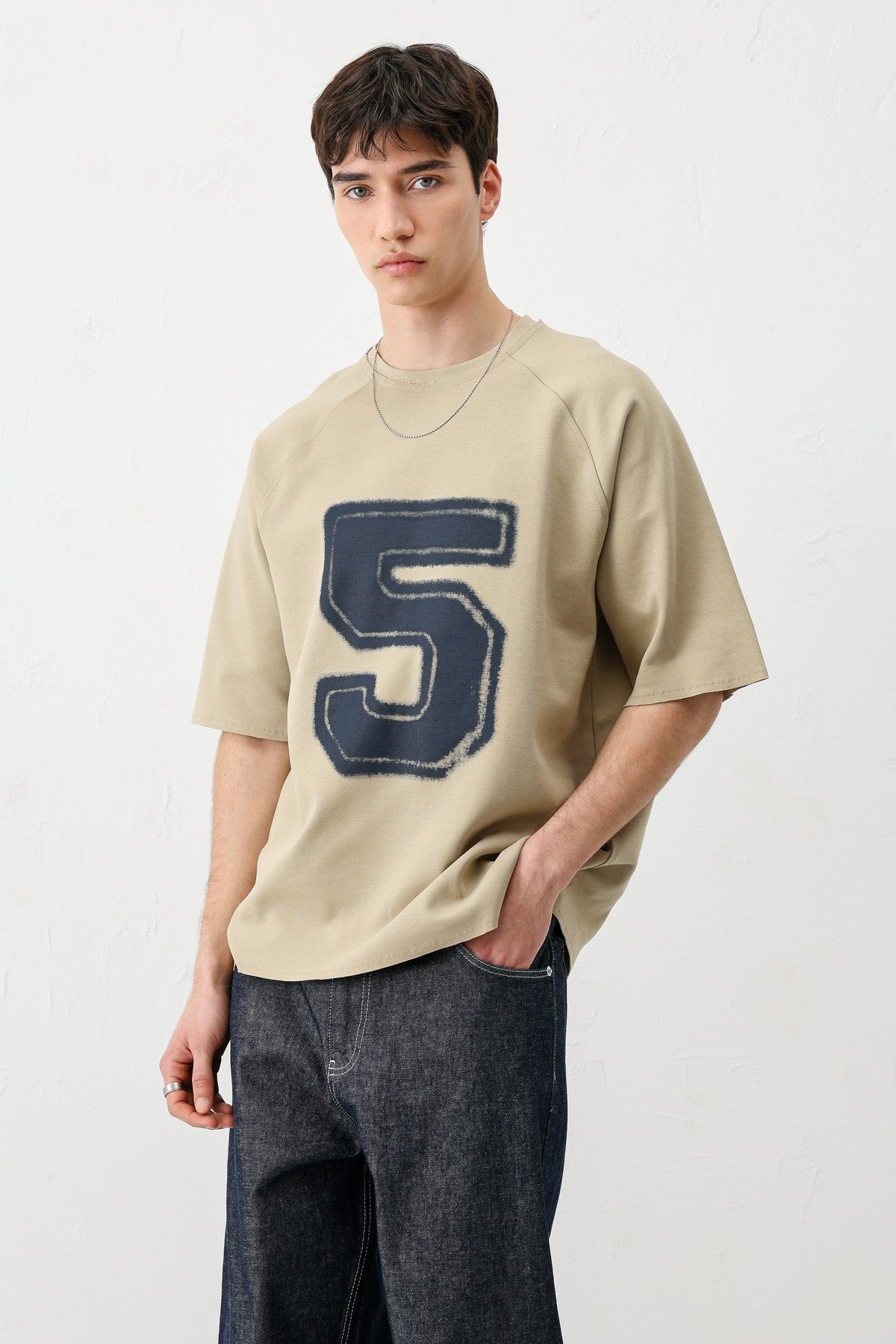 Oversized Crew Neck T-Shirt with 5 Prints