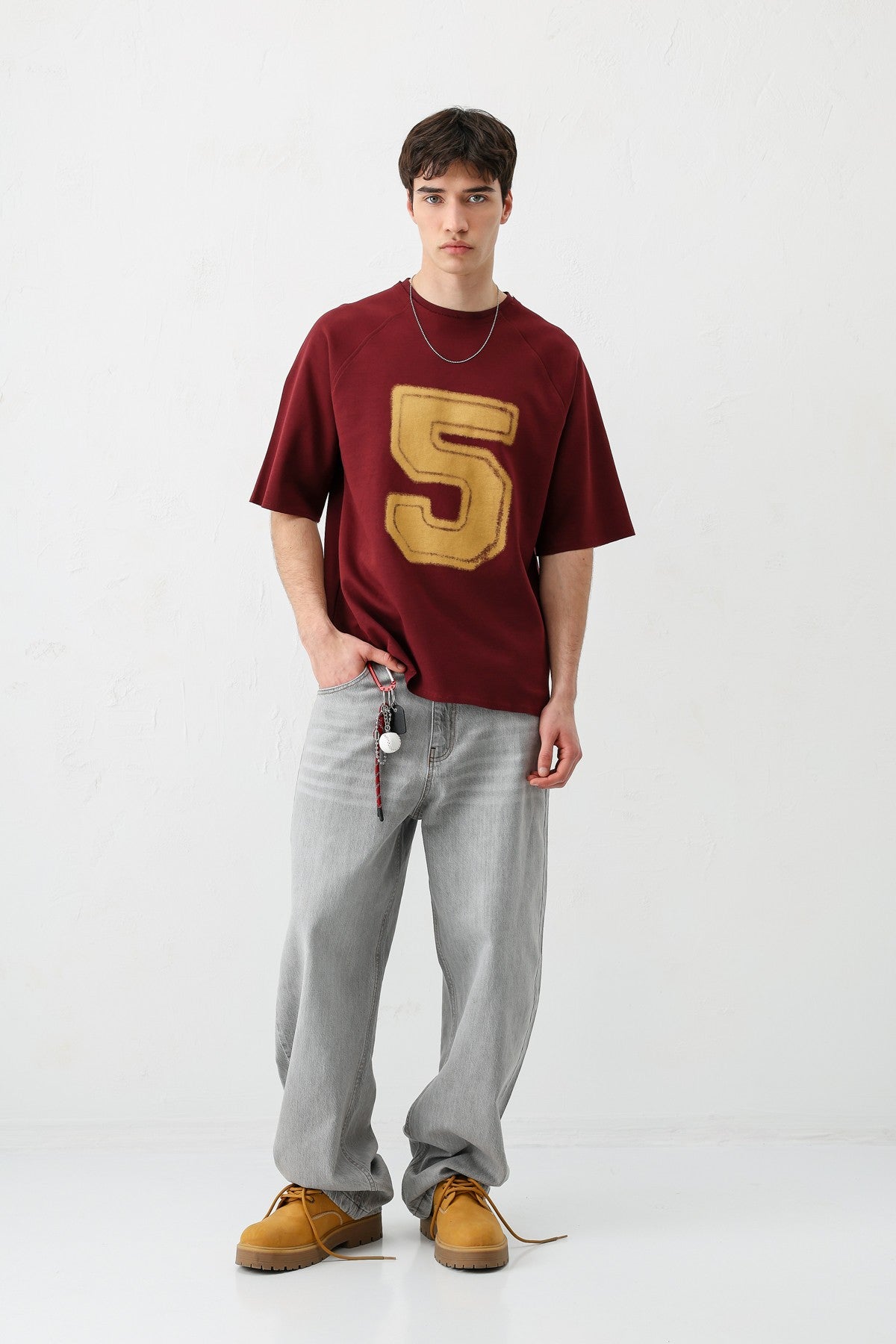 Oversized Crew Neck T-Shirt with 5 Prints